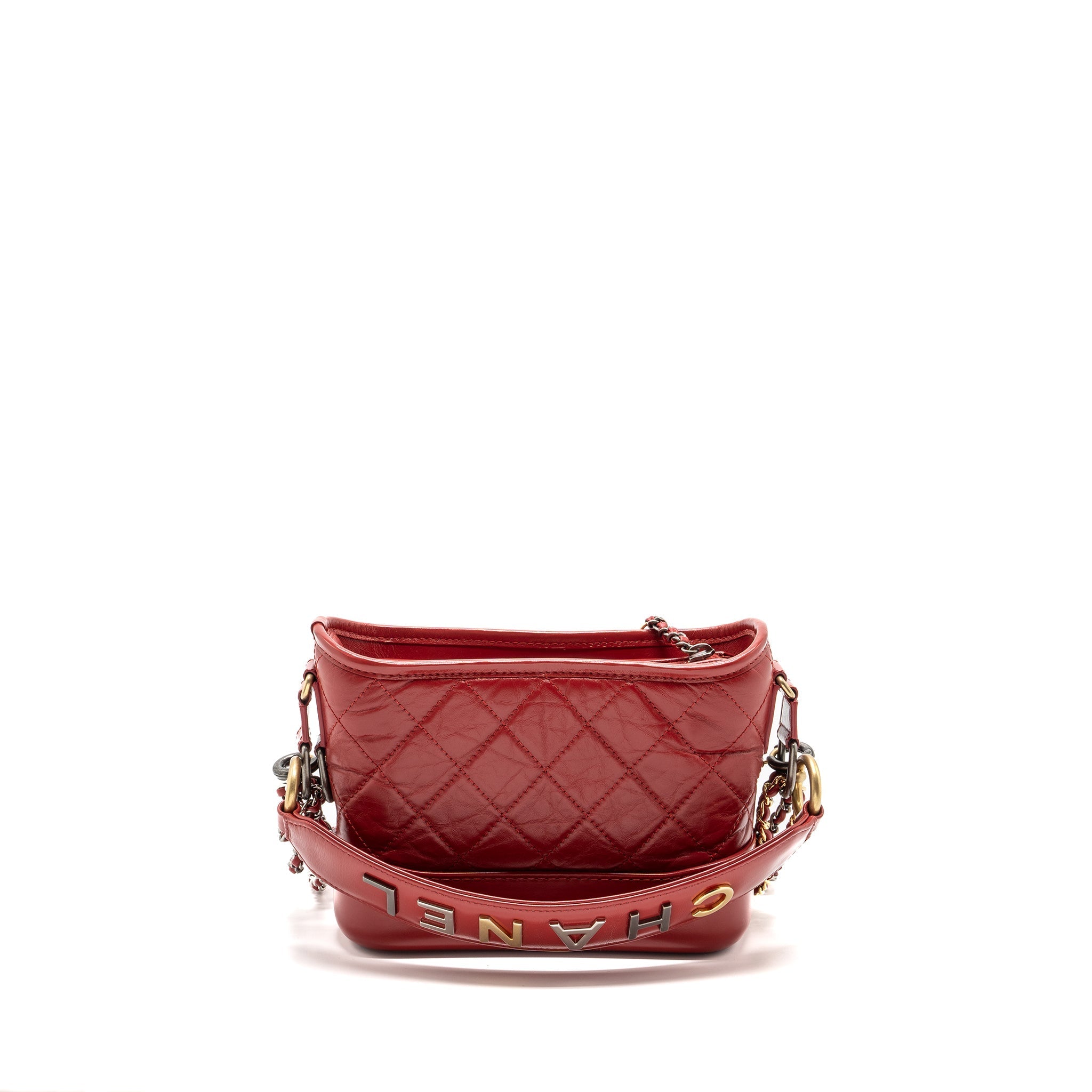 CHANEL SMALL GABRIELLE HOBO BAG WITH HANDLE CALFSKIN RED MULTICOLOUR HARDWARE