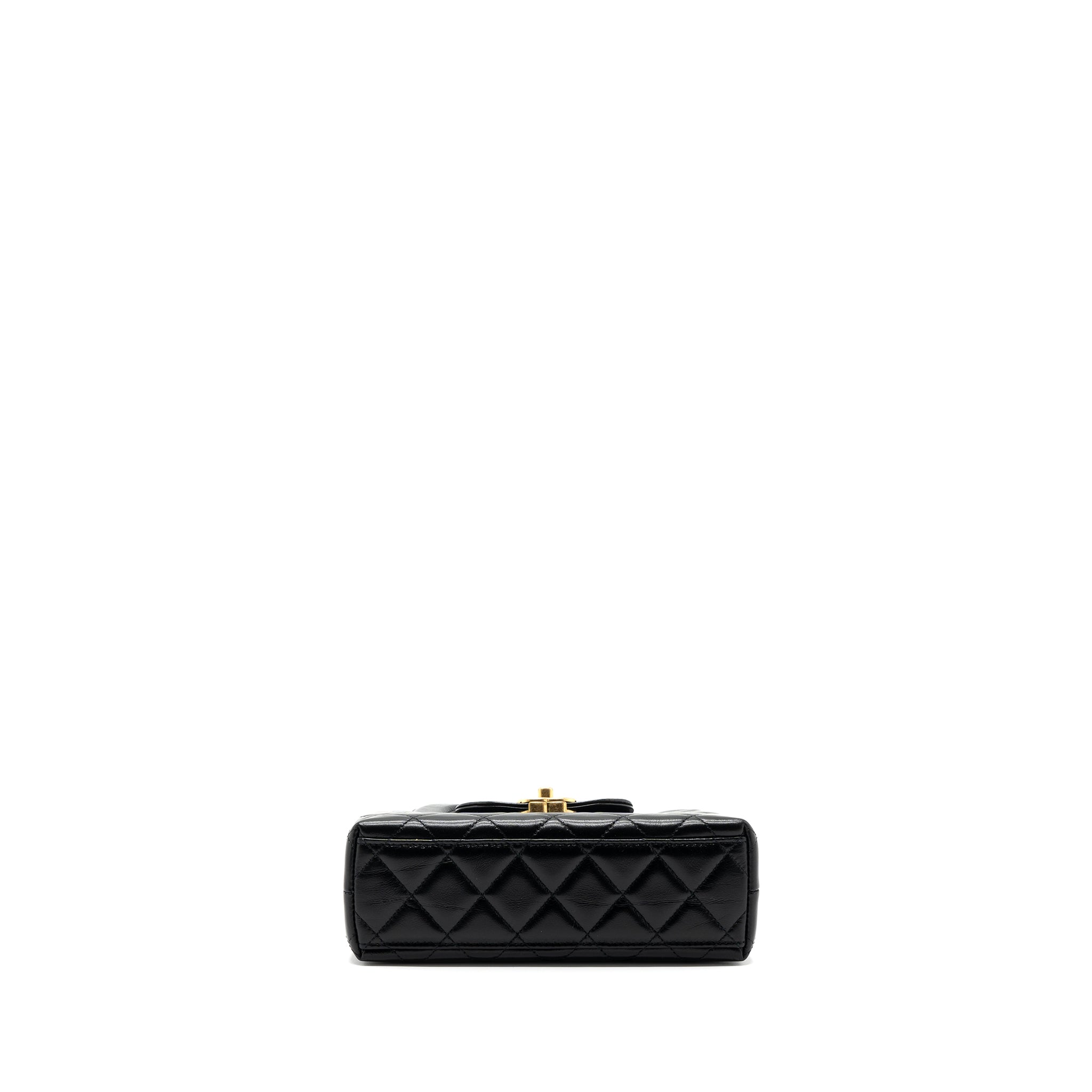 CHANEL 23K MINI SHOPPING TOTE CALFSKIN BLACK BRUSHED GHW(MICROCHIP)