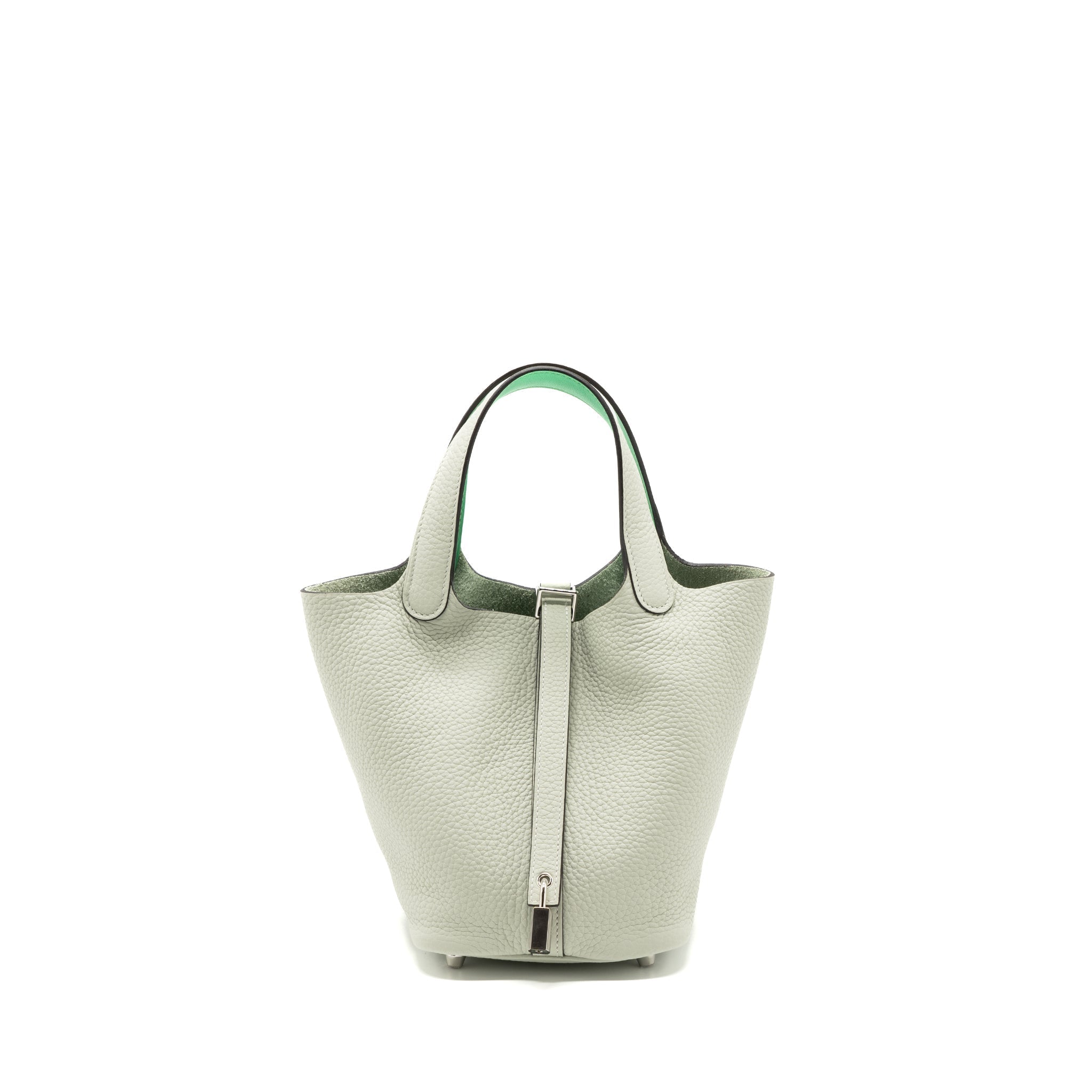 HERMES PICOTIN 18 LOCK BAG CLEMENCE / SWIFT GRIS NEVE/ VERT COMICS SHW
