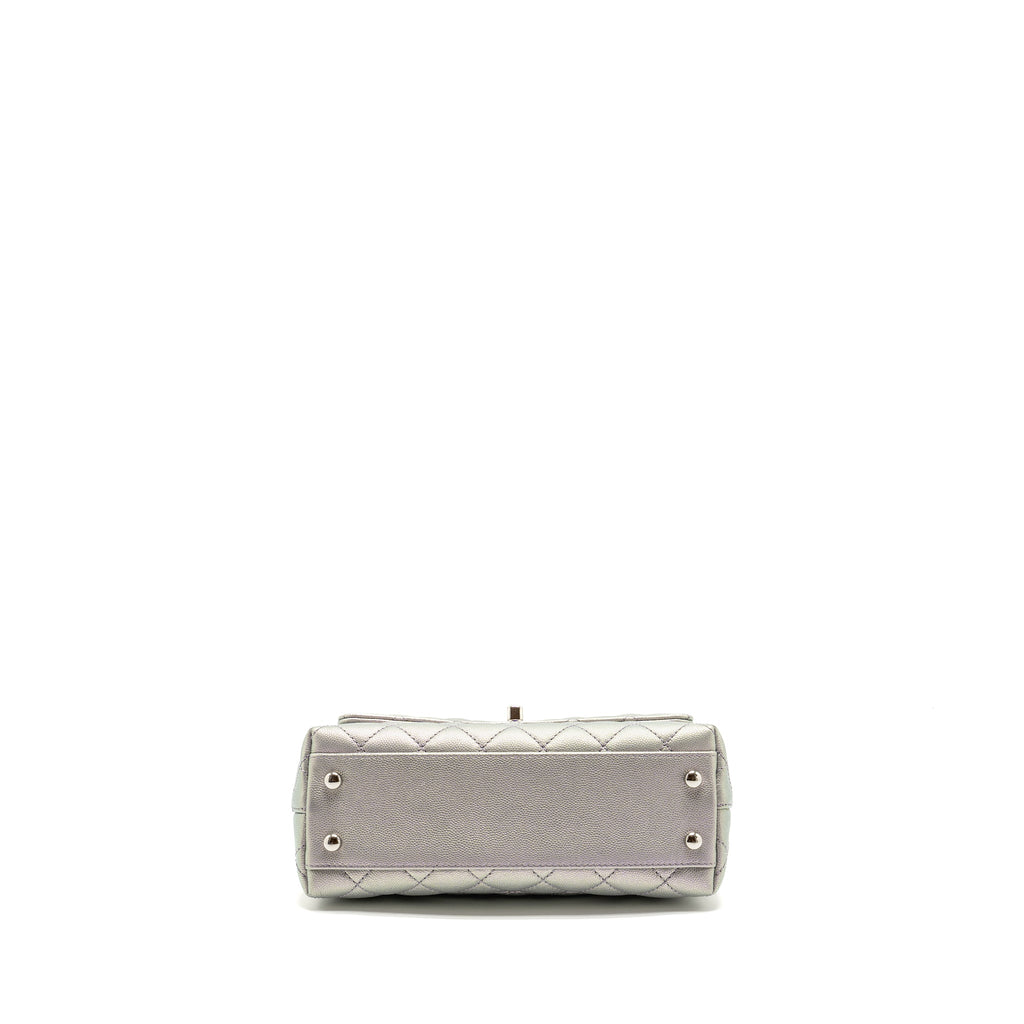 CHANEL SMALL COCO HANDLE CAVIAR IRIDESCENT LIGHT BLUE MULTICOLOUR HARDWARE(MICROCHIP)