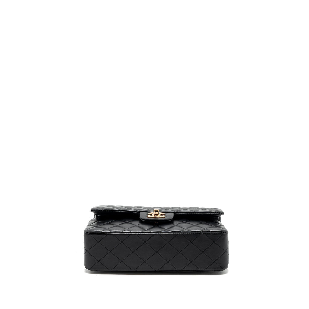 CHANEL SMALL CLASSIC DOUBLE FLAP BAG LAMBSKIN BLACK RGHW(MICROCHIP)