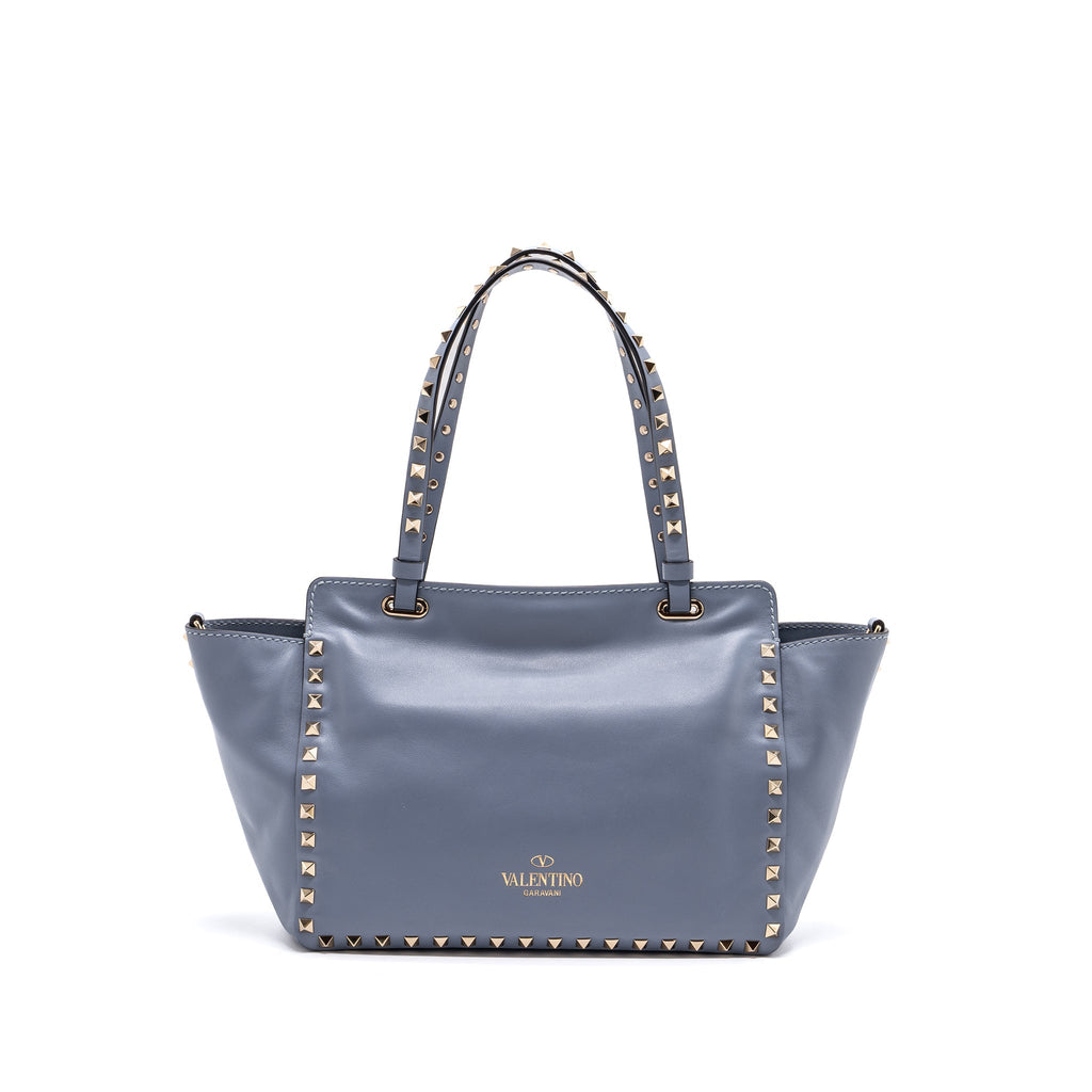 VALENTINO SMALL GRAINY ROCKSTUD BAG LAMBSKIN LIGHT BLUE LGHW
