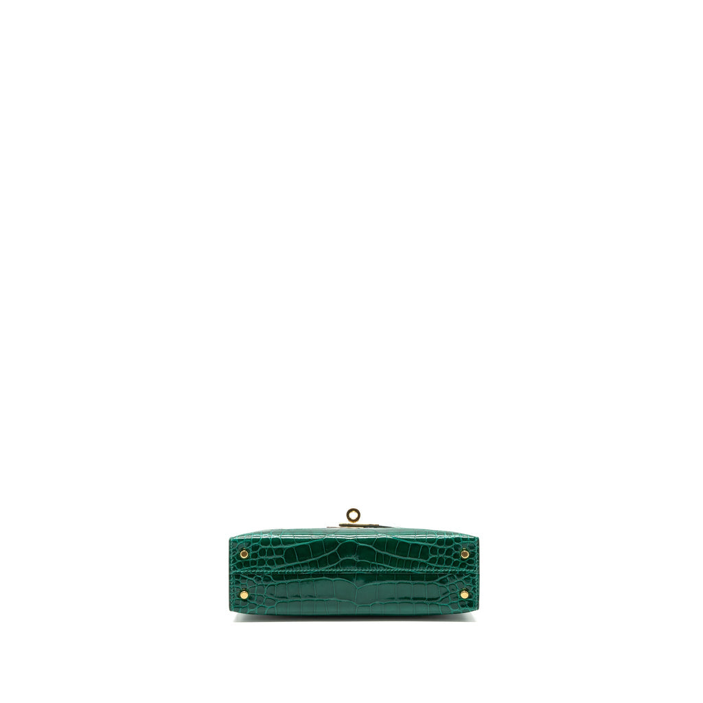 HERMES MINI KELLY II ALLIGATOR MISSISSIPPIENSIS LISSE 6Q VERT EMERAUDE GHW