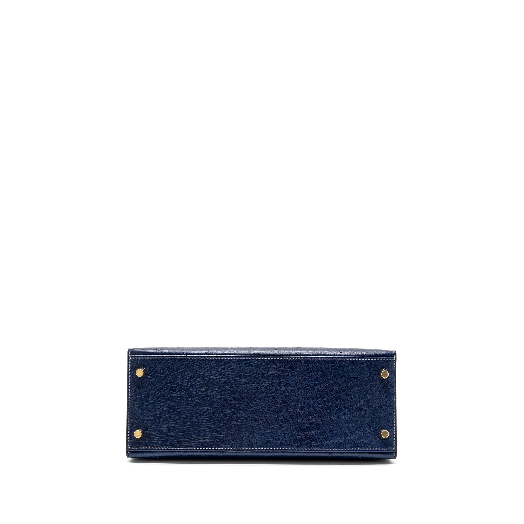 HERMES KELLY 28 OSTRICH BLUE IRIS/ GRIS AGATE GHW