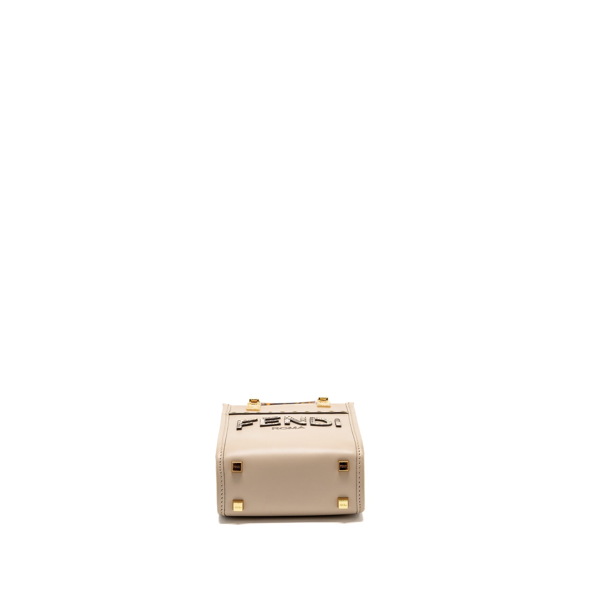 FENDI MINI SUNSHINE SHOPPER/TOTE BAG LEATHER LIGHT GREY LGHW