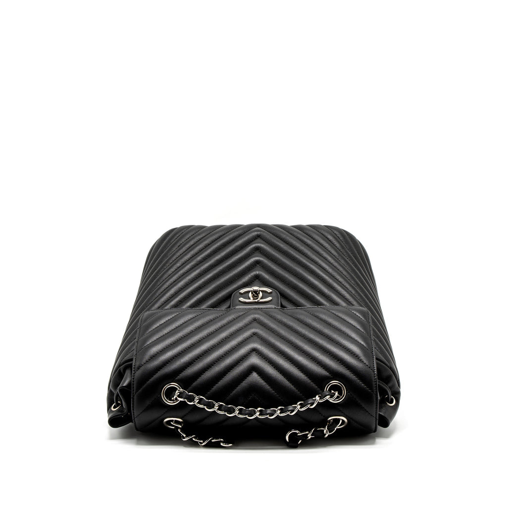 CHANEL URBAN SPIRIT BACKPACK CHEVRON CALFSKIN BLACK SHW