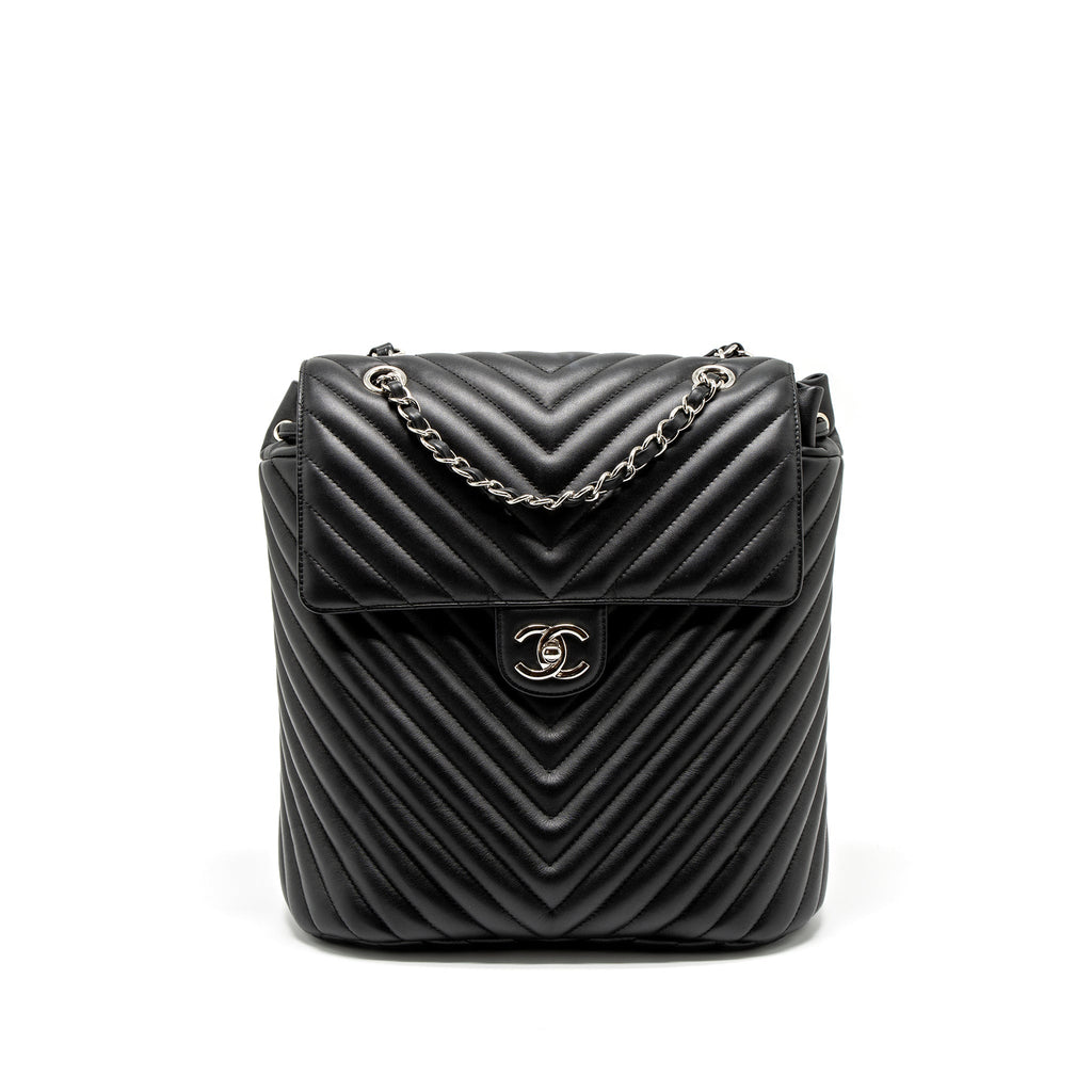 CHANEL URBAN SPIRIT BACKPACK CHEVRON CALFSKIN BLACK SHW