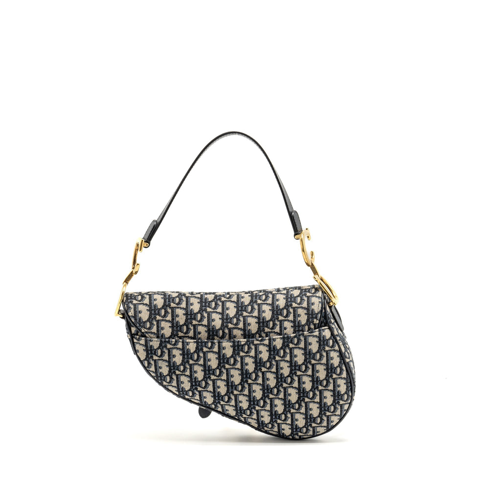 DIOR MEDIUM SADDLE BAG BLUE DIOR OBLIQUE JACQUARD CANVAS/CALFSKIN GHW