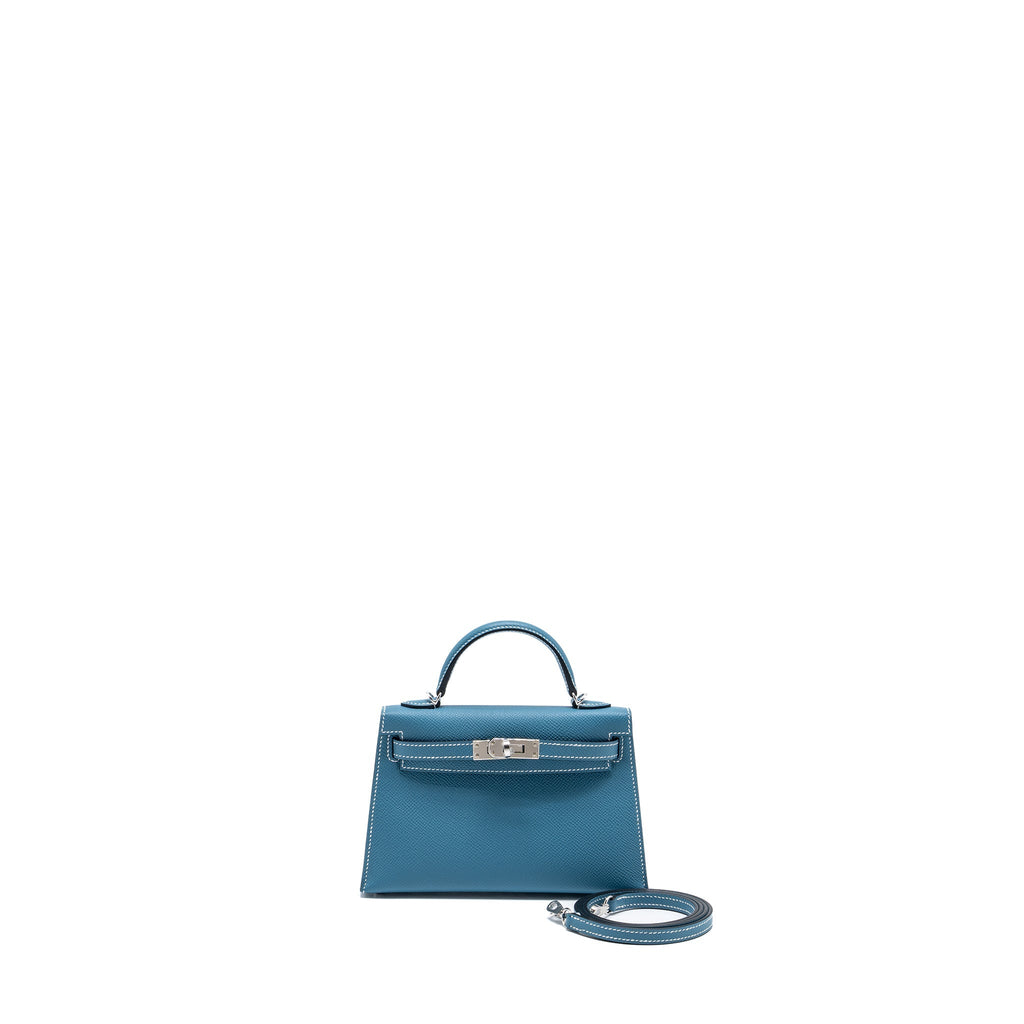 HERMES MINI KELLY II EPSOM NEW BLUE JEAN SHW