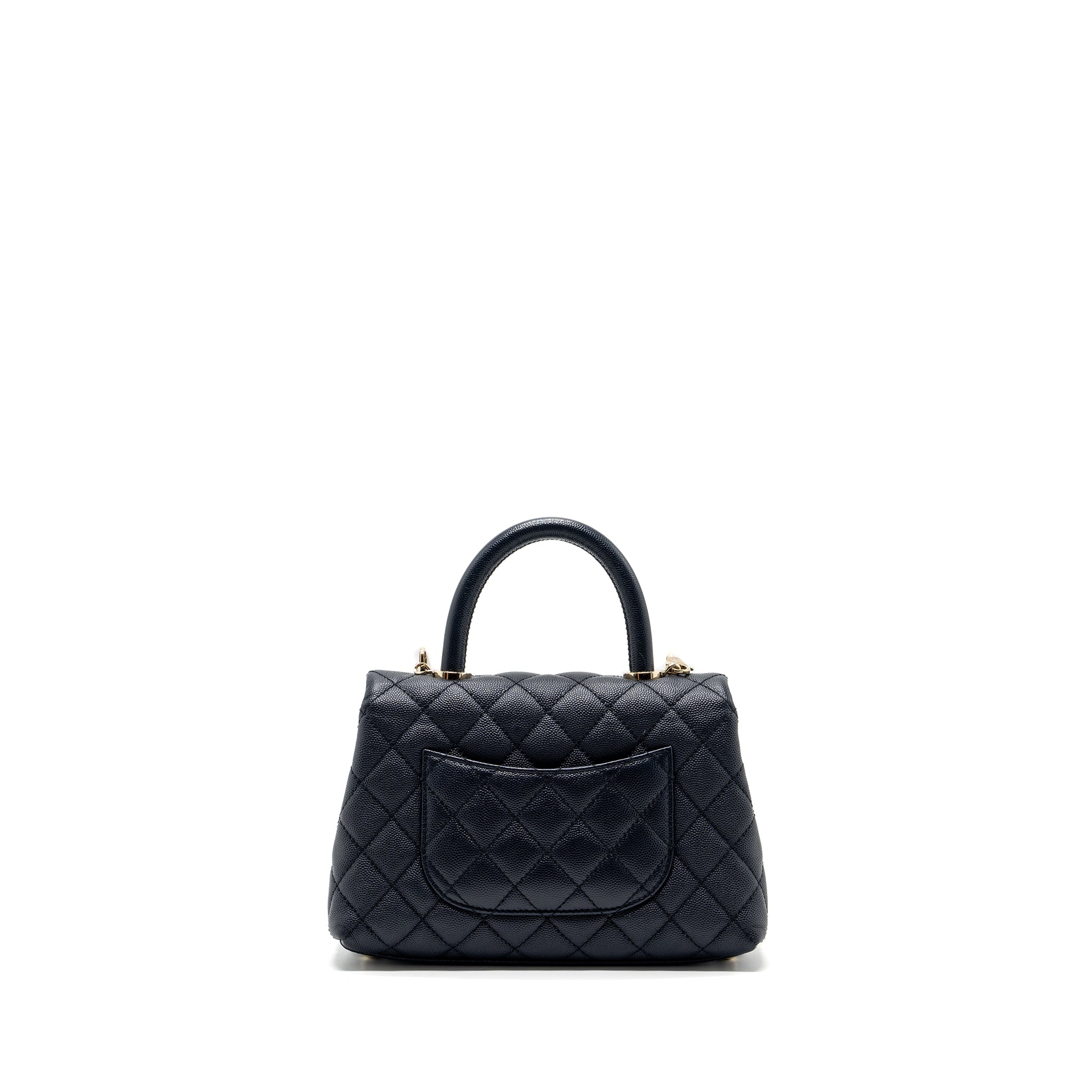 CHANEL SMALL COCO HANDLE BAG CAVIAR NAVY LGHW