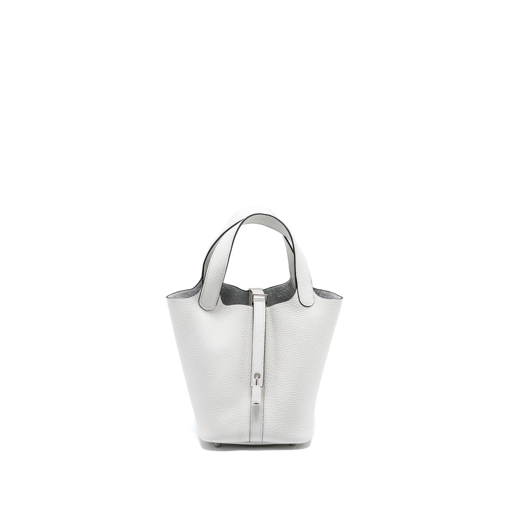 HERMES PICOTIN 18 LOCK BAG CLEMENCE NEW WHITE SHW