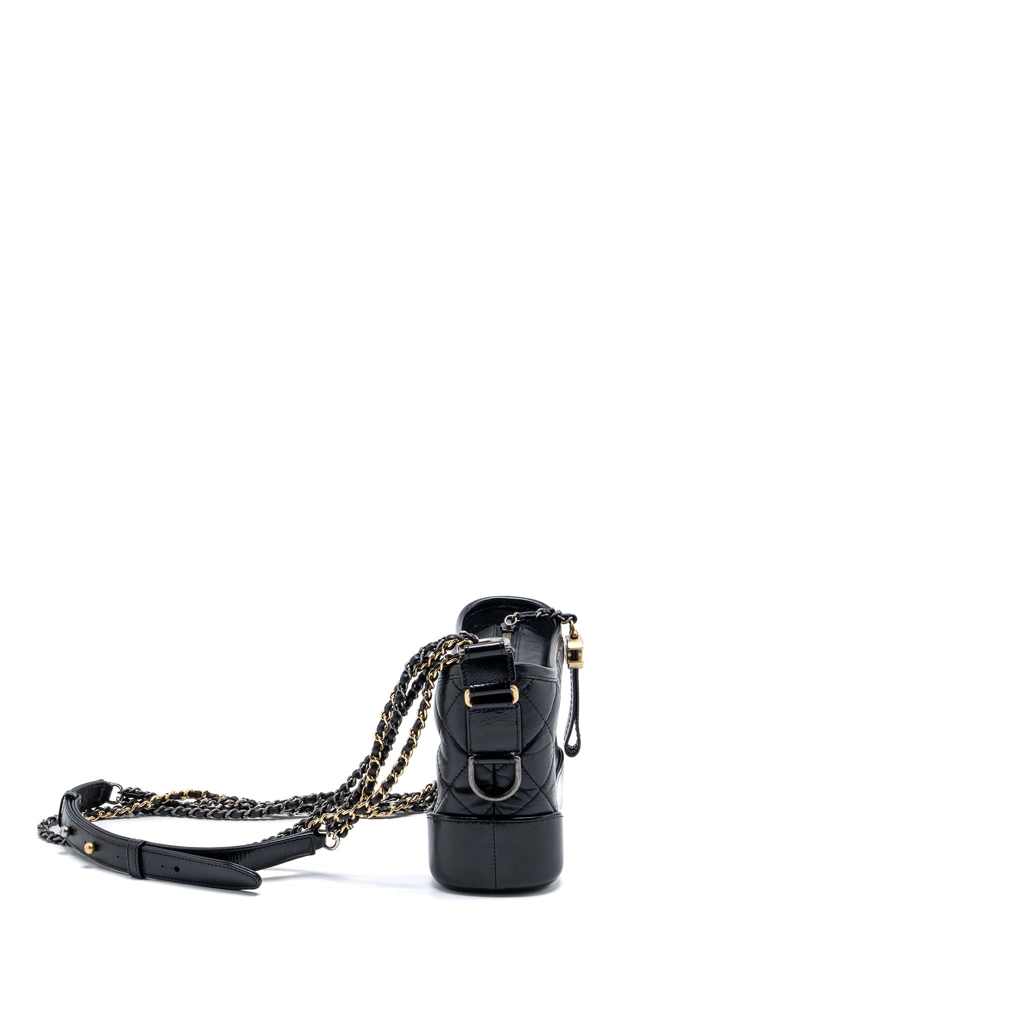 CHANEL SMALL GABRIELLE HOBO BAG AGED CALFSKIN BLACK MULTICOLOUR HARDWARE