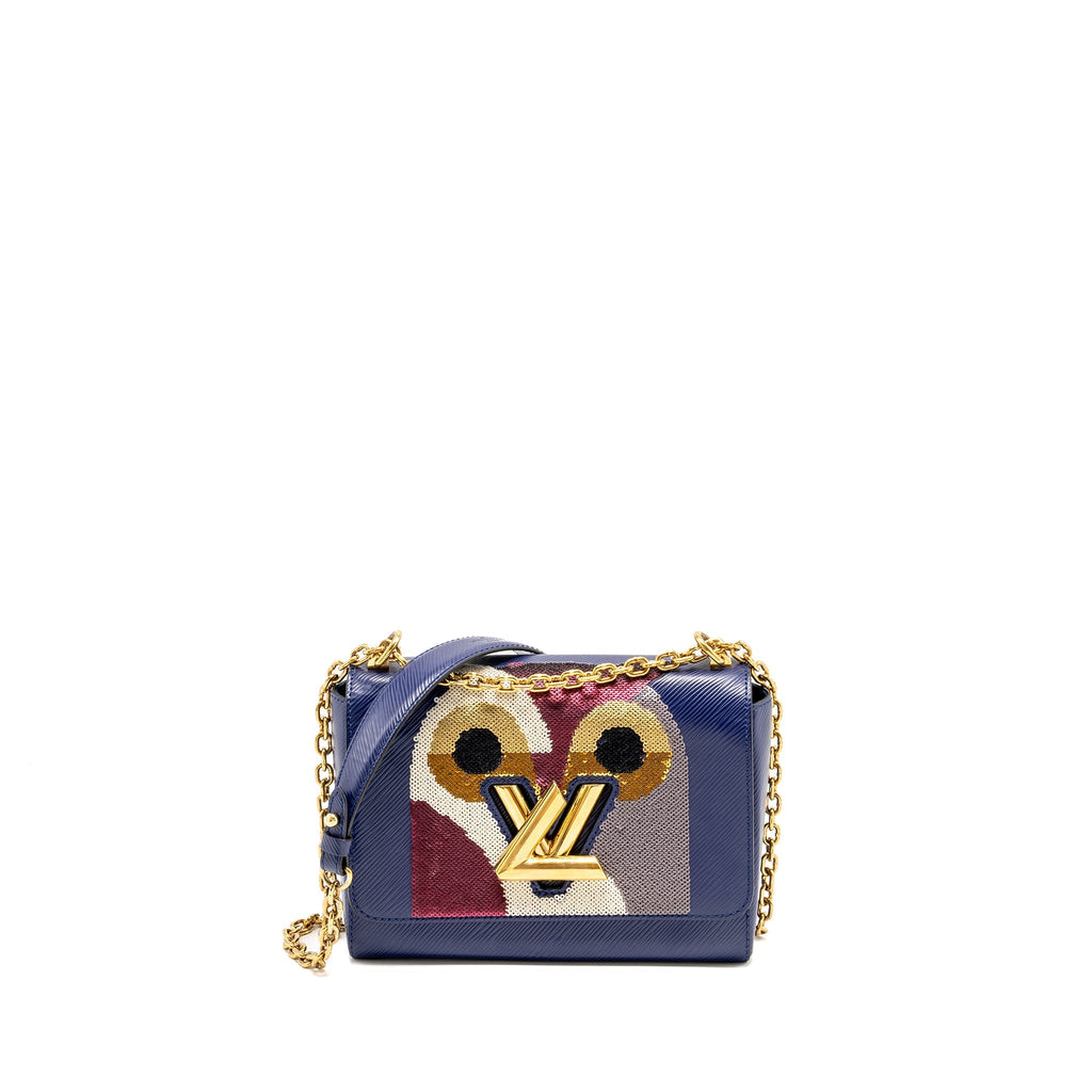 LOUIS VUITTON NIGHT BIRD LADIES TWIST MM BAG EPI/SEQUIN NAVY GHW