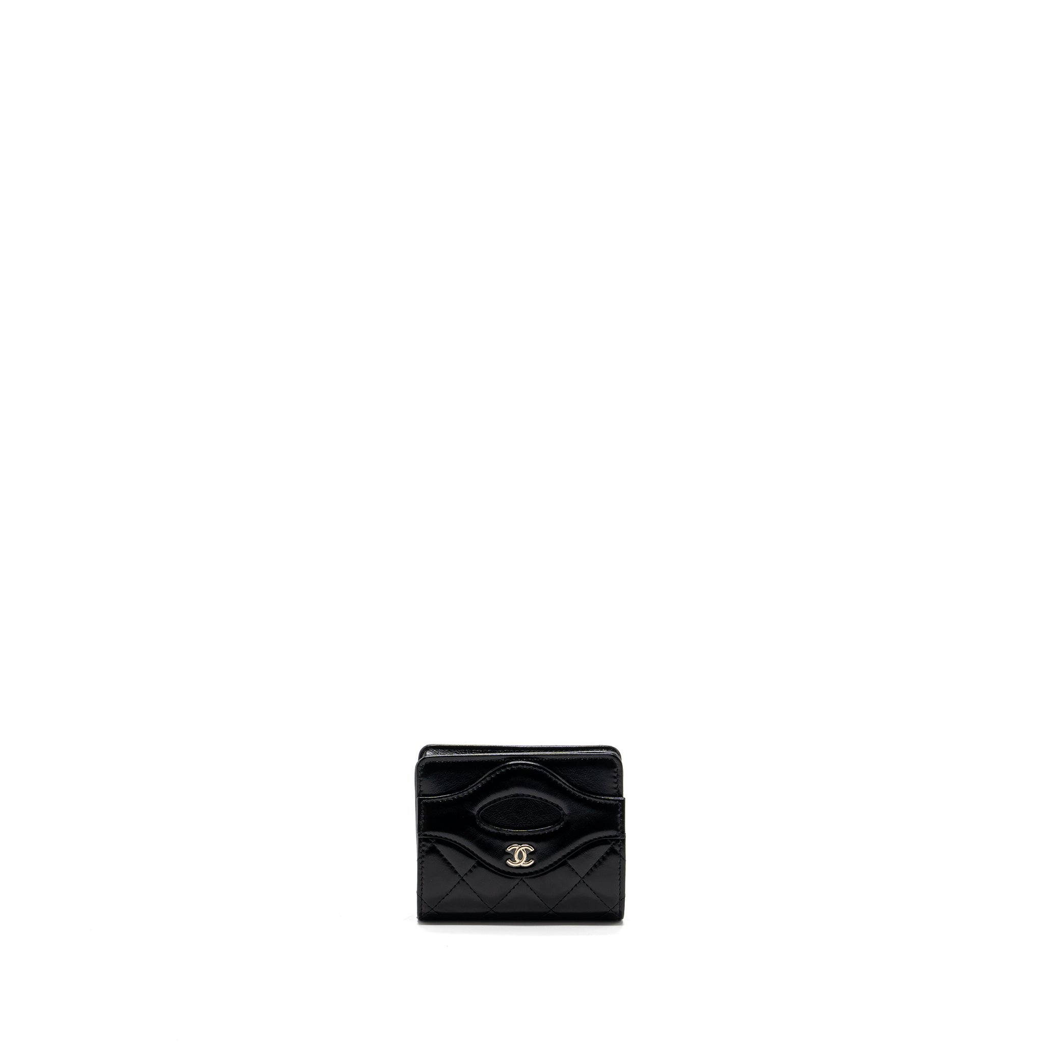 CHANEL 24C 31 CARD HOLDER SHINY CALFSKIN BLACK LGHW (MICROCHIP)