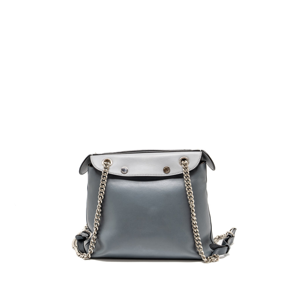 FENDI FLOWERLAND 2 WAY SHOULDER BAG/BACKPACK CALFSKIN GREY MULTICOLOUR HARDWARE
