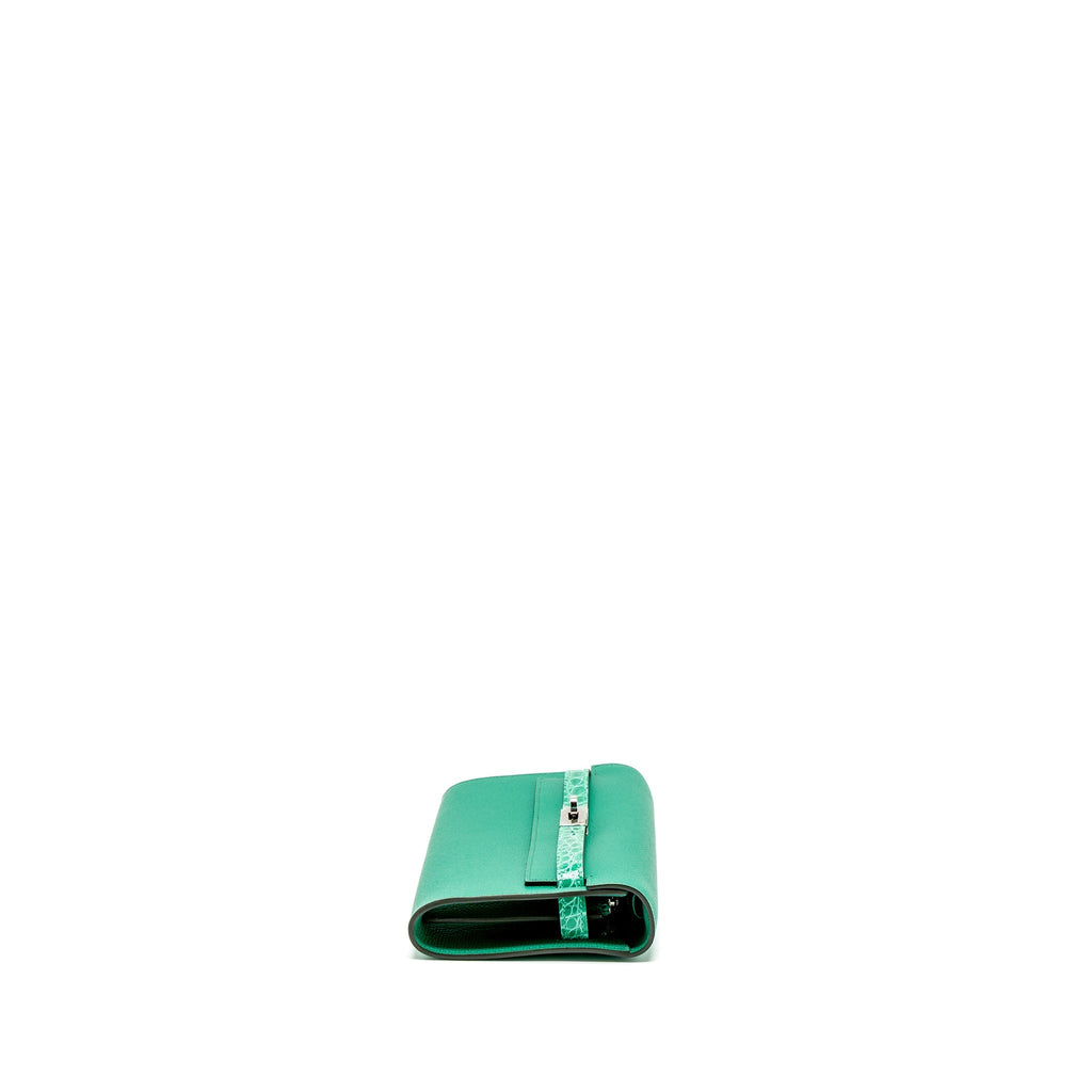 HERMES KELLY TO GO TOUCH EPSOM/ALLIGATOR VERT JADE SHW