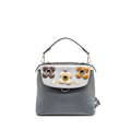 FENDI FLOWERLAND 2 WAY SHOULDER BAG/BACKPACK CALFSKIN GREY MULTICOLOUR HARDWARE