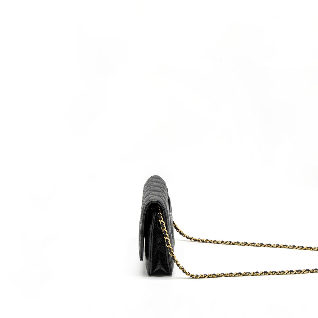 CHANEL CLASSIC WALLET ON CHAIN CAVIAR BLACK GHW
