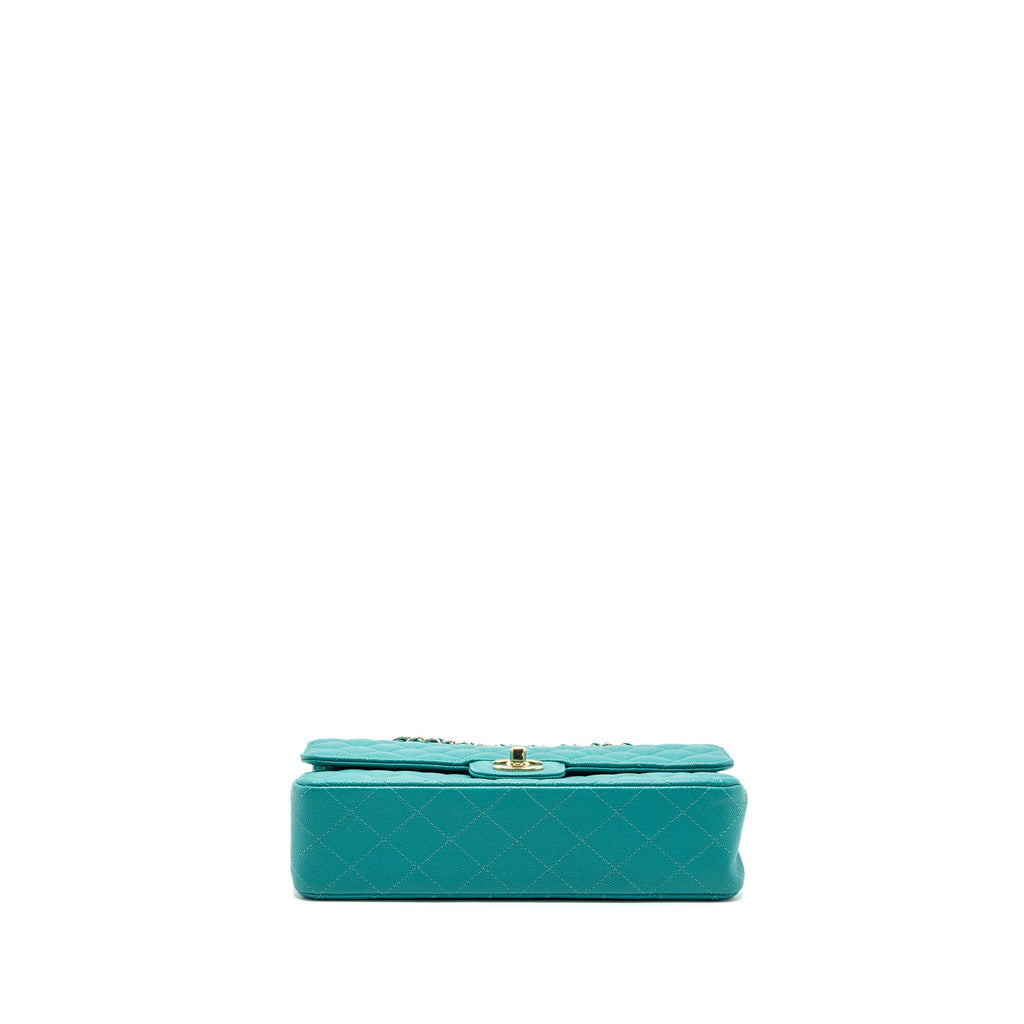 CHANEL MEDIUM CLASSIC DOUBLE FLAP BAG CAVIAR TURQUOISE LGHW