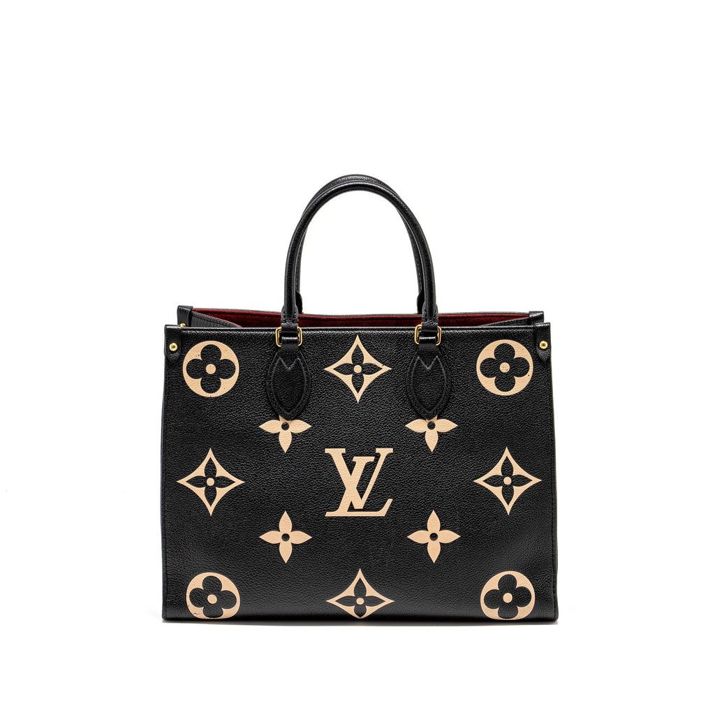 LOUIS VUITTON ONTHEGO MM BICOLOUR MONOGRAM EMPREINTE BLACK / BEIGE GHW