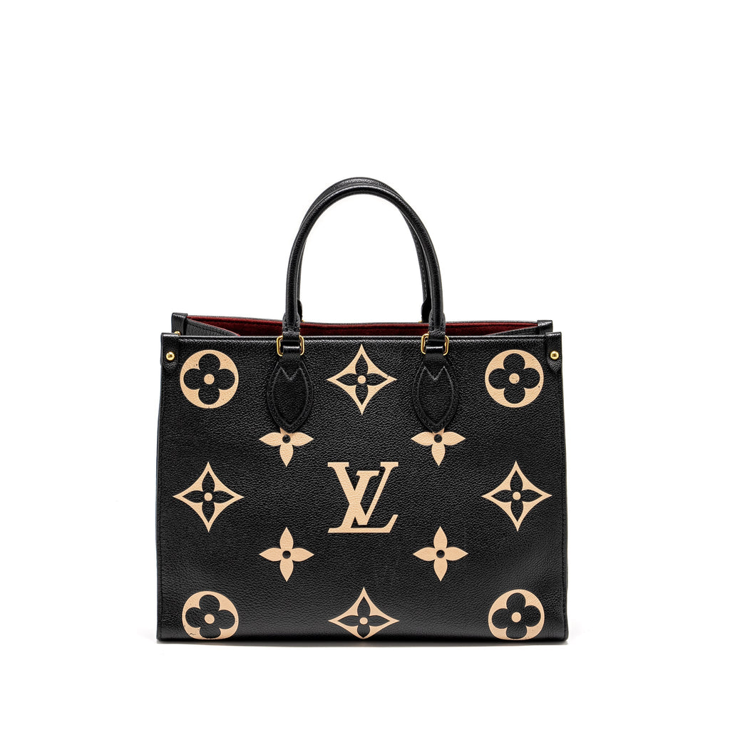 LOUIS VUITTON ONTHEGO MM BICOLOUR MONOGRAM EMPREINTE BLACK / BEIGE GHW