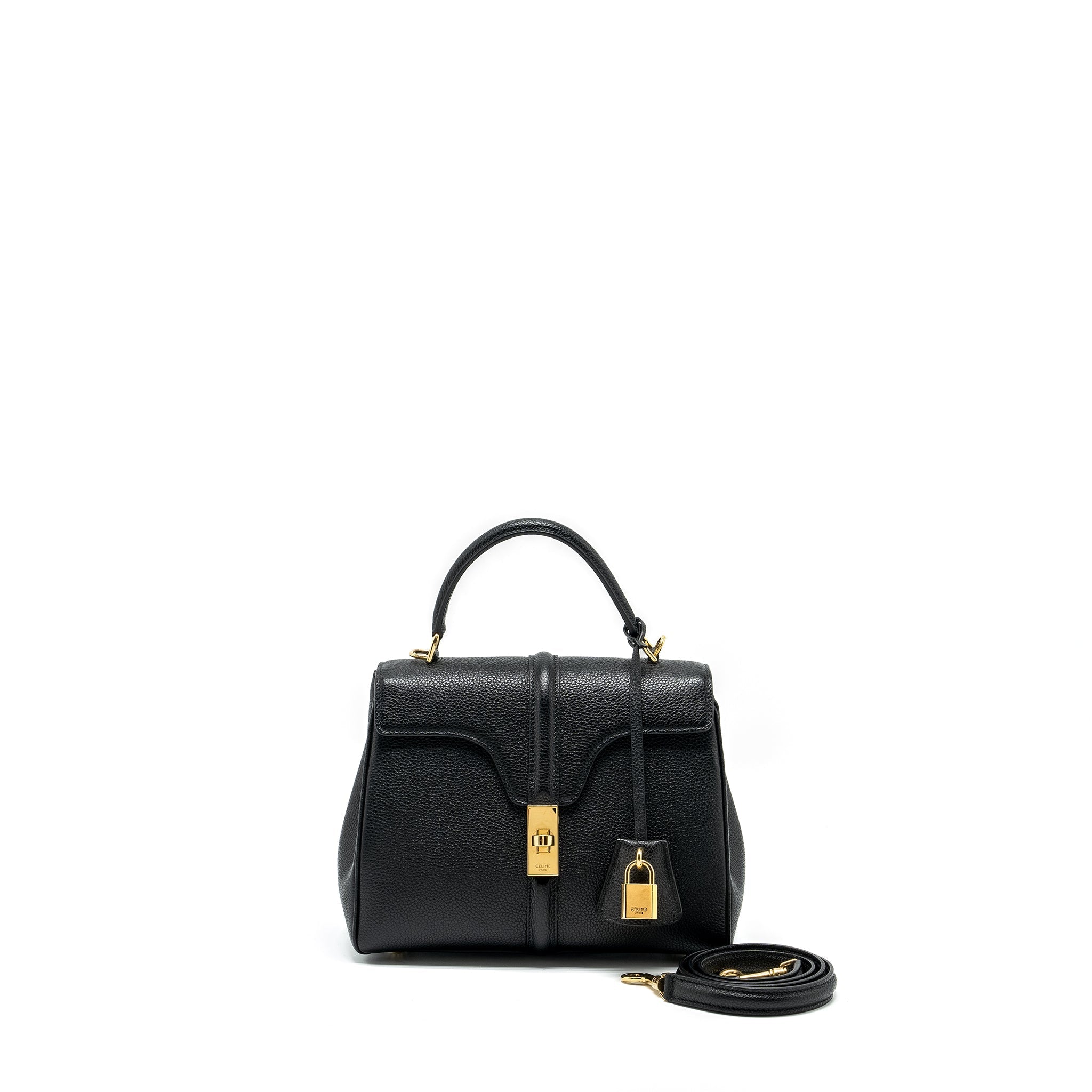 CELINE SMALL 16 BAG GRAINED CALFSKIN BLACK GHW