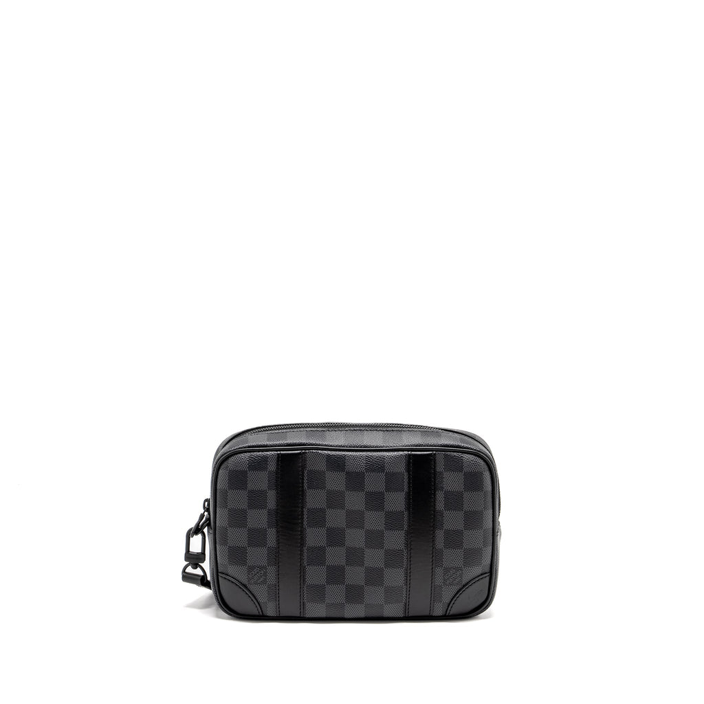 LOUIS VUITTON POCHETTE KASAI CLUTCH BAG DAMIER GRAPHITE CANVAS SO BLACK
