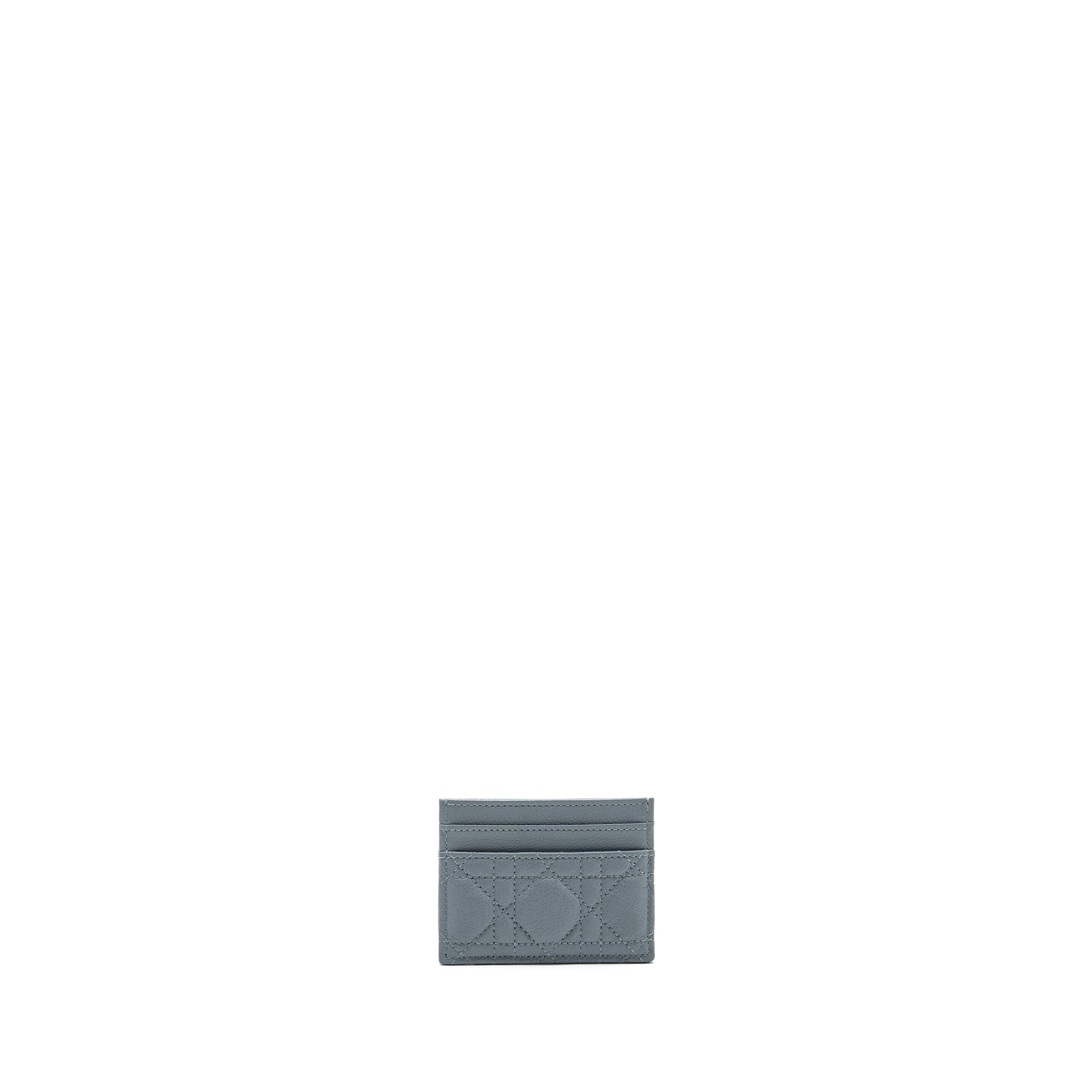 DIOR CARO FIVE-SLOT CARD HOLDER CALFSKIN GREY LGHW