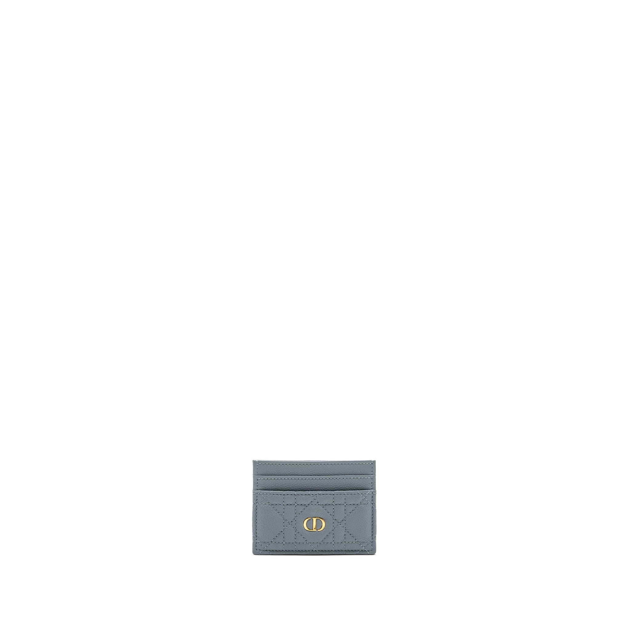 DIOR CARO FIVE-SLOT CARD HOLDER CALFSKIN GREY LGHW