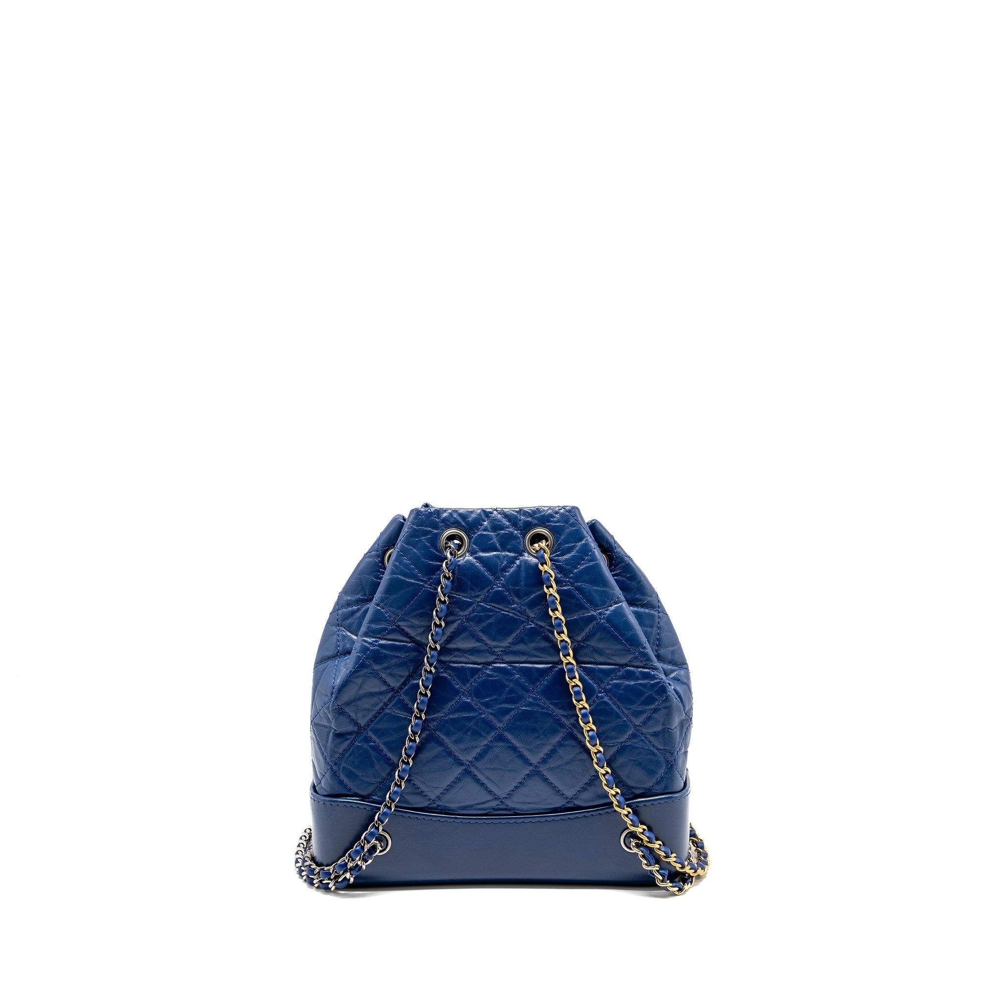 CHANEL GABRIELLE BACKPACK AGED CALFSKIN BLUE MULTICOLOUR HARDWARE