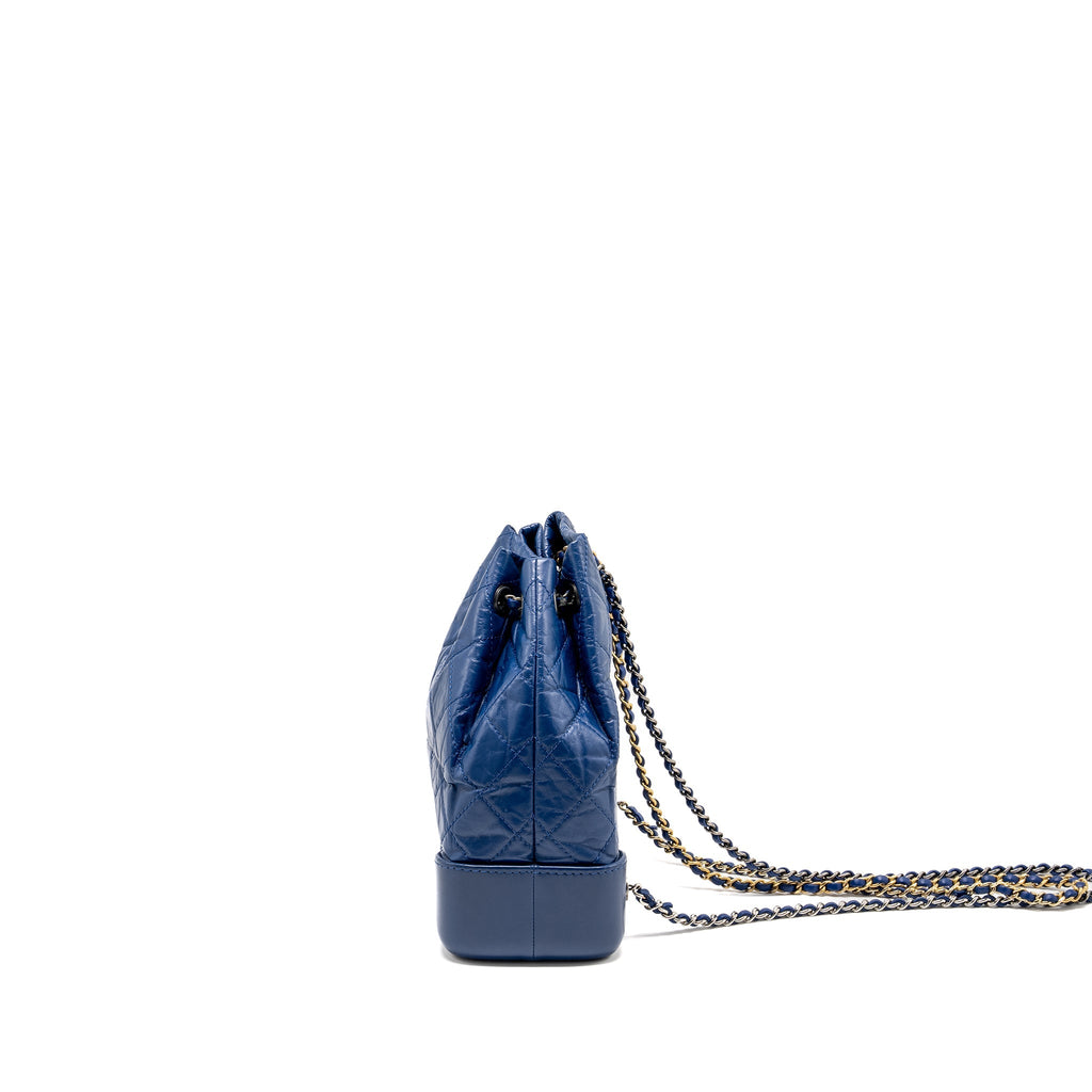 CHANEL GABRIELLE BACKPACK AGED CALFSKIN BLUE MULTICOLOUR HARDWARE