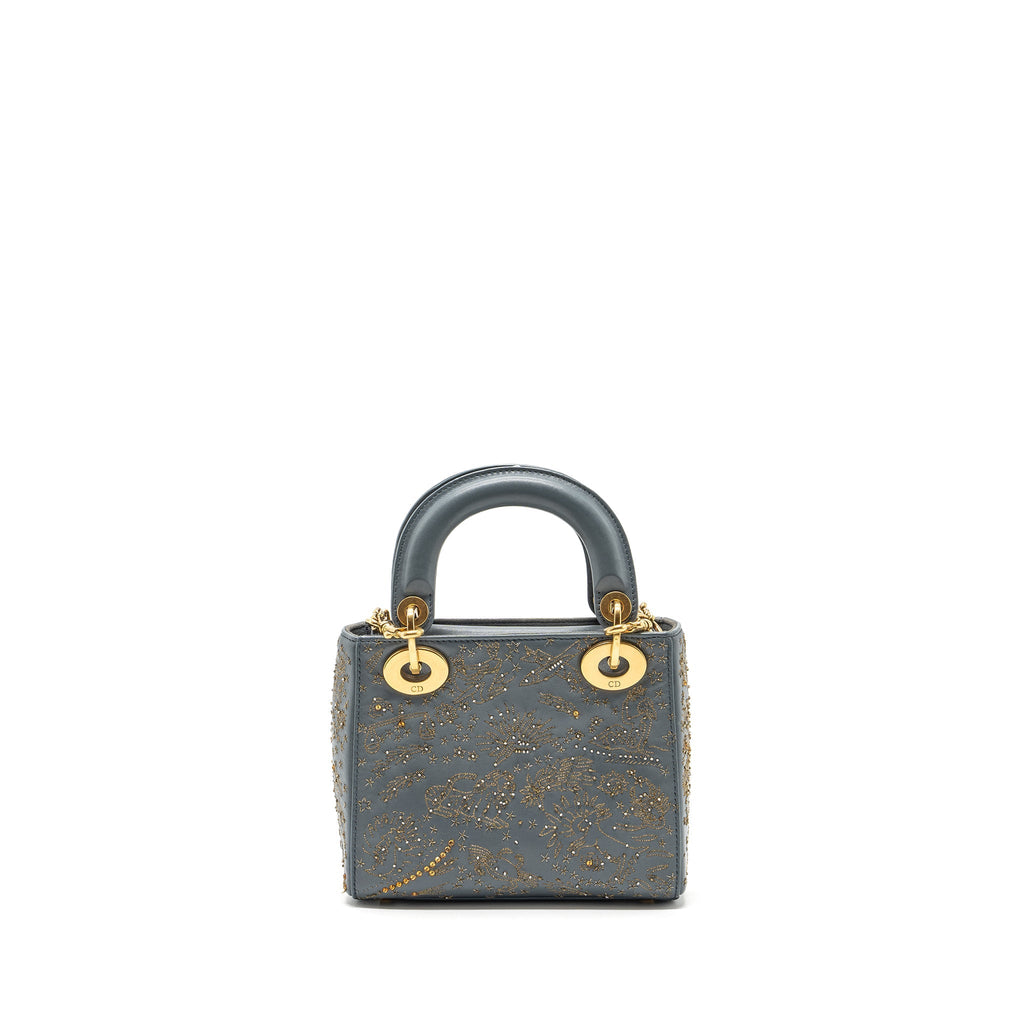 DIOR MINI LADY DIOR LIMITED EDITION LAMBSKIN GREY GHW