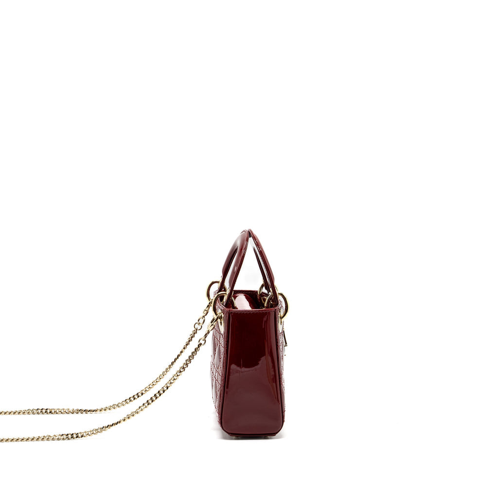 DIOR MINI LADY DIOR PATENT RED LGHW