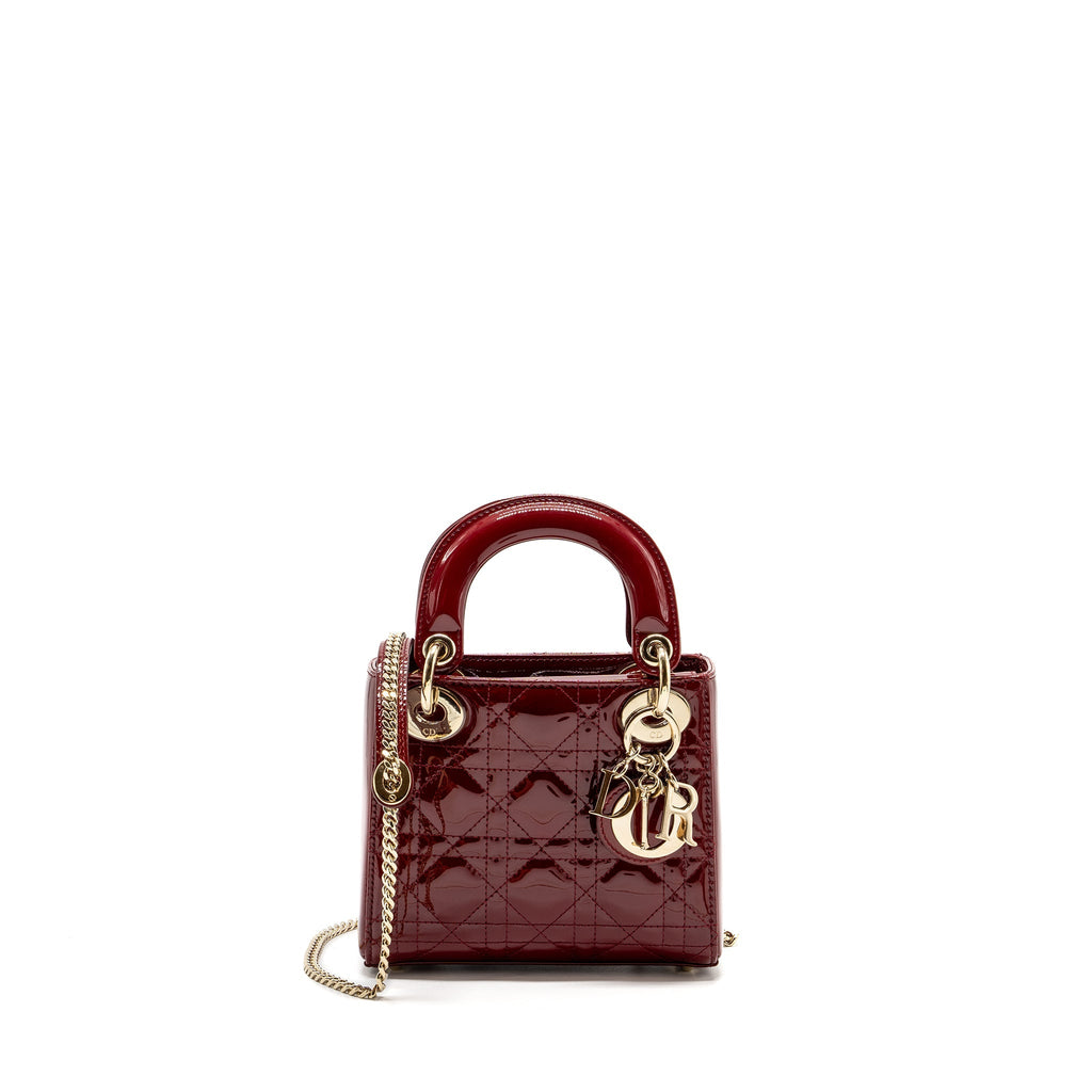 DIOR MINI LADY DIOR PATENT RED LGHW