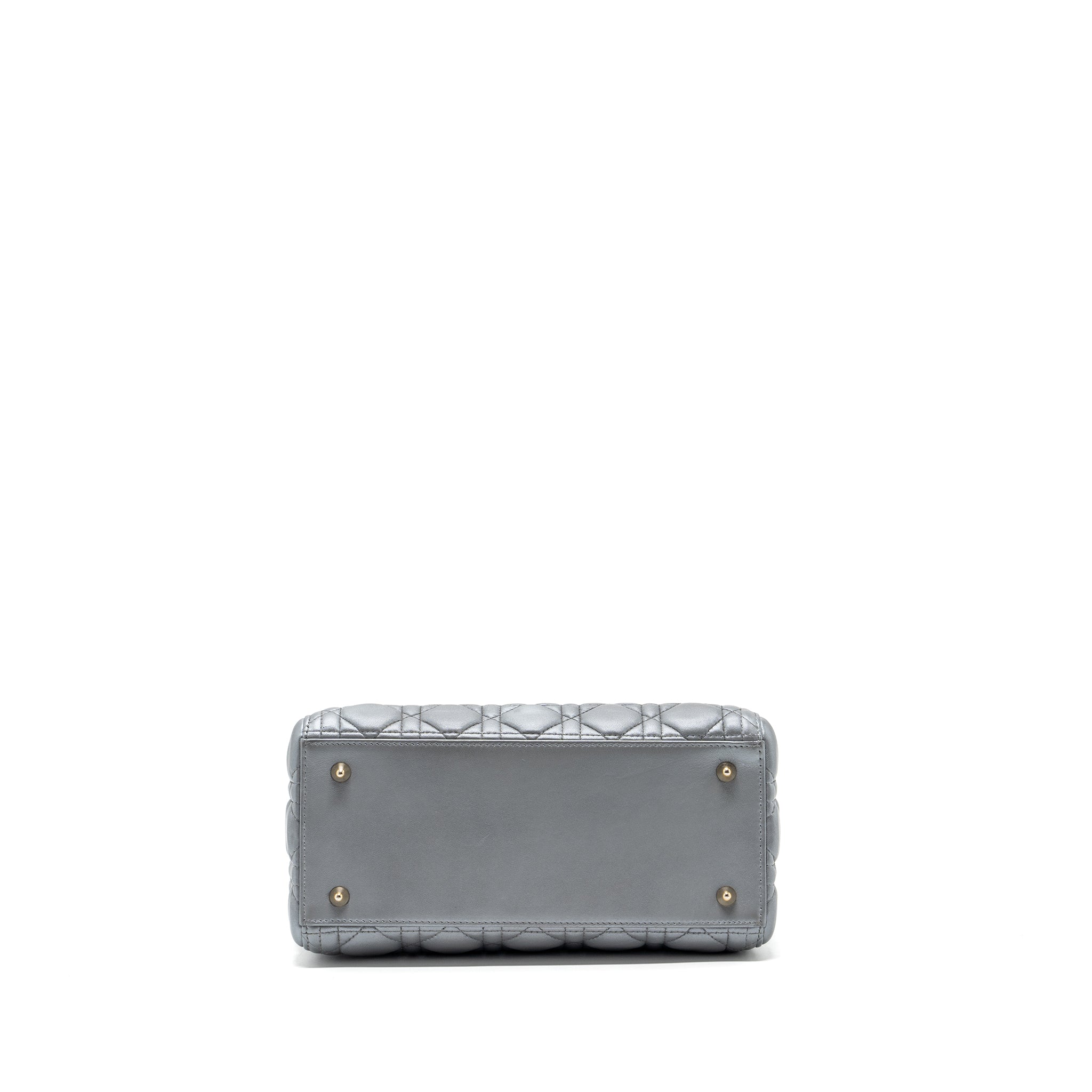 DIOR MEDIUM LADY DIOR LAMBSKIN SILVER LGHW