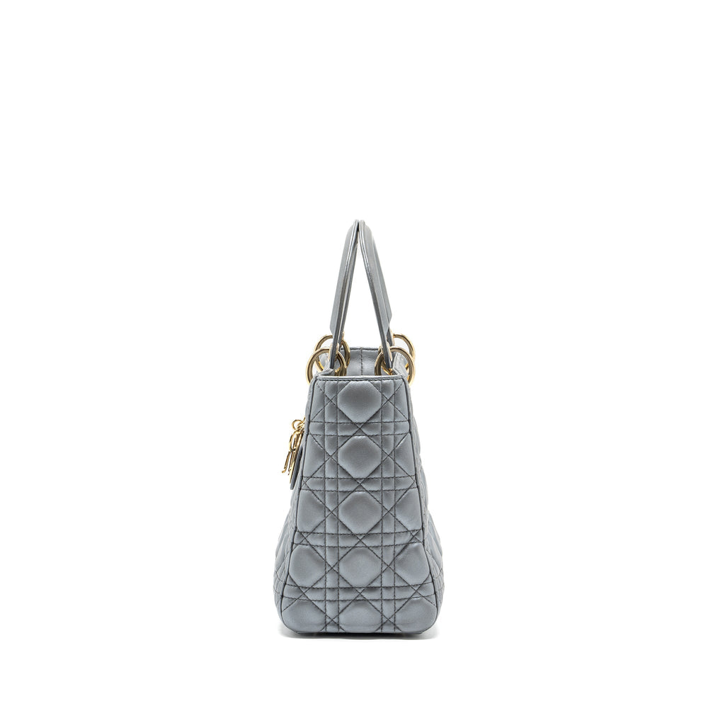 DIOR MEDIUM LADY DIOR LAMBSKIN SILVER LGHW