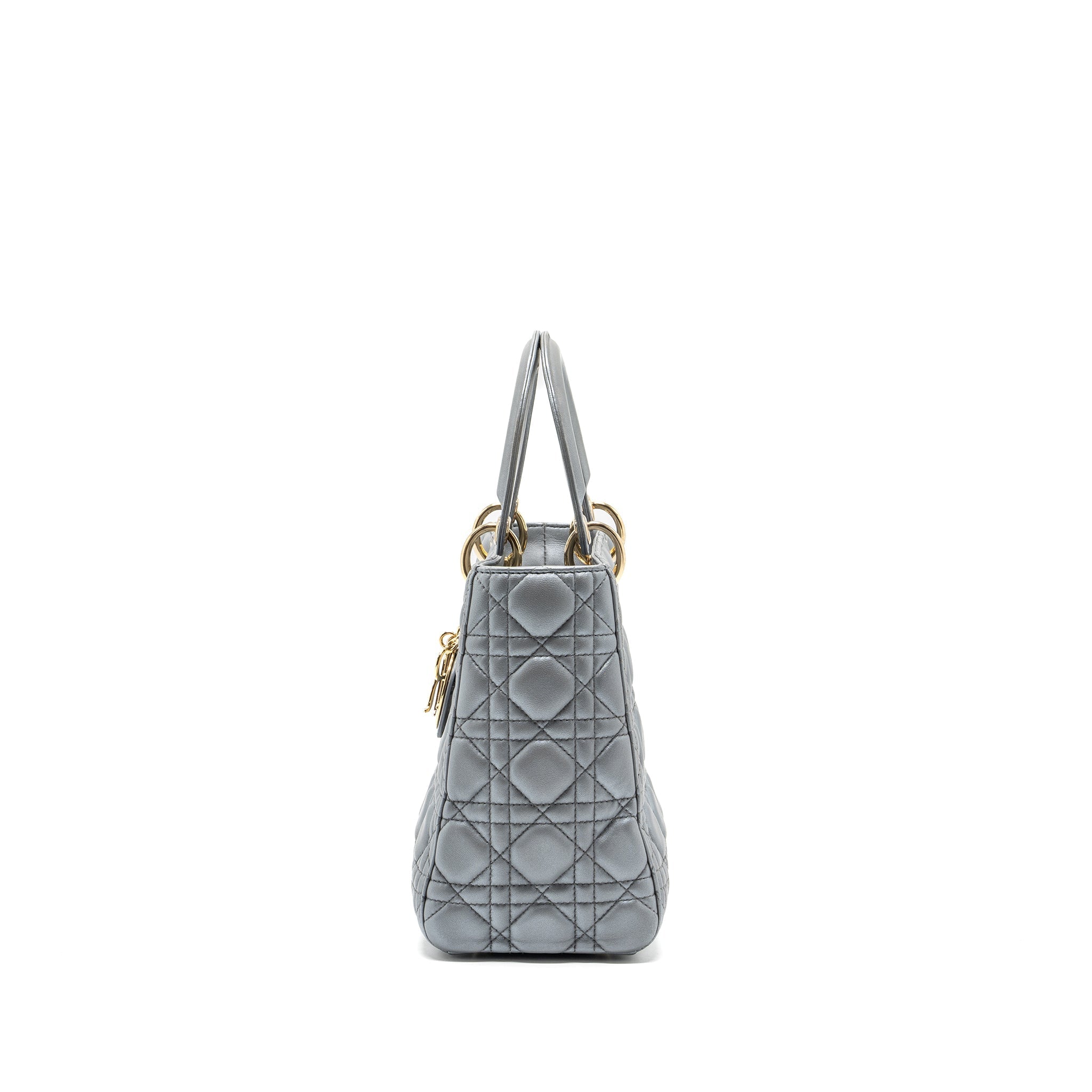 DIOR MEDIUM LADY DIOR LAMBSKIN SILVER LGHW