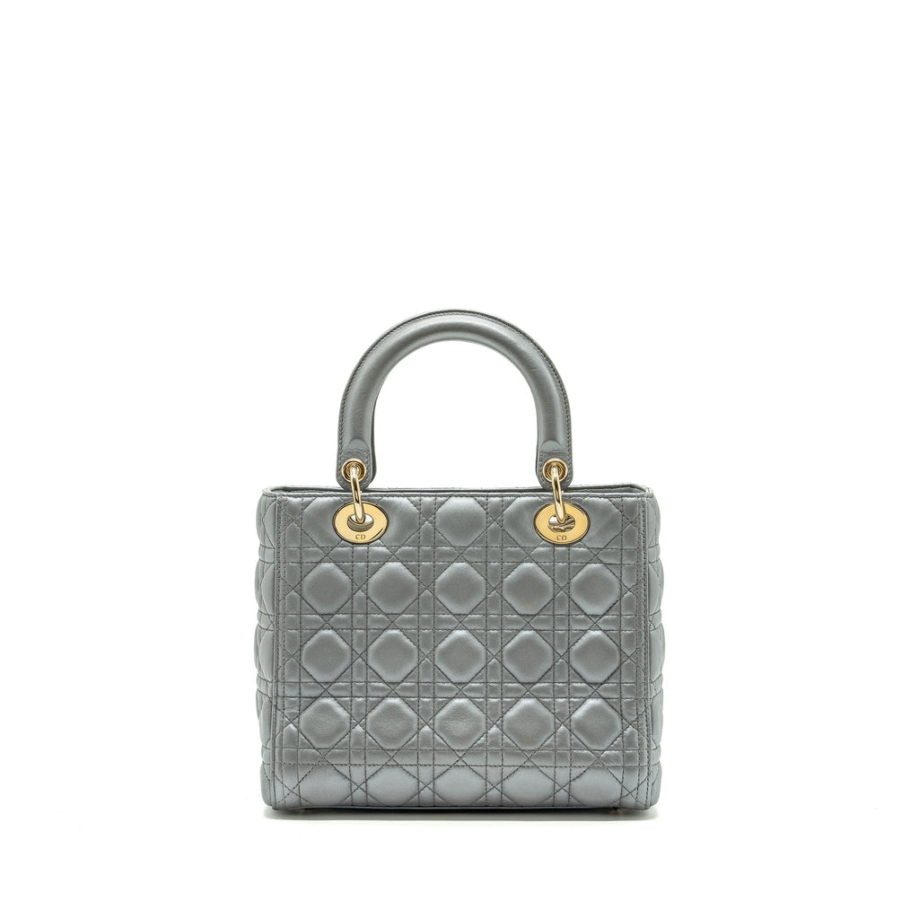 DIOR MEDIUM LADY DIOR LAMBSKIN SILVER LGHW