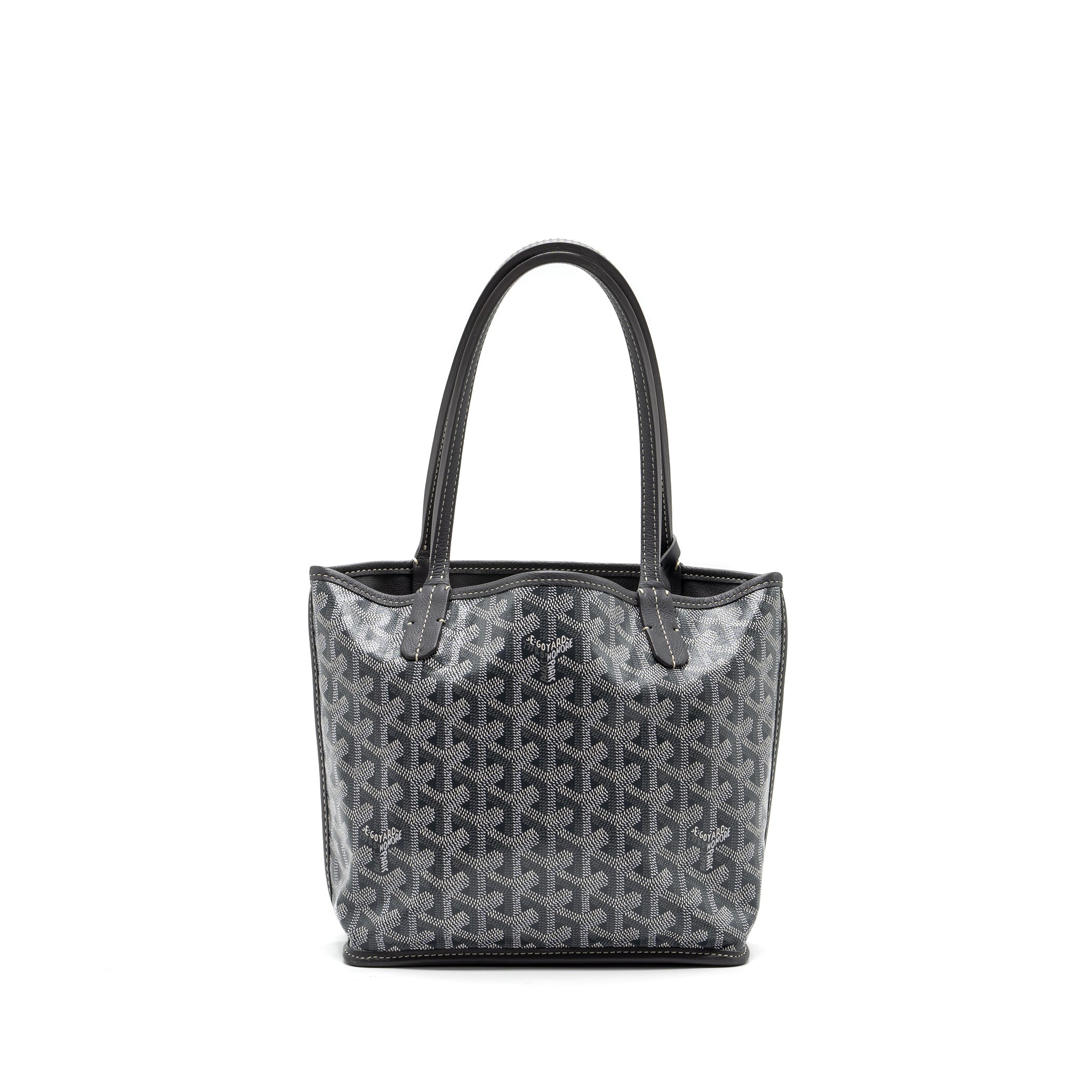 GOYARD MINI ANJOU TOTE BAG GOYARDINE CANVAS GREY SHW