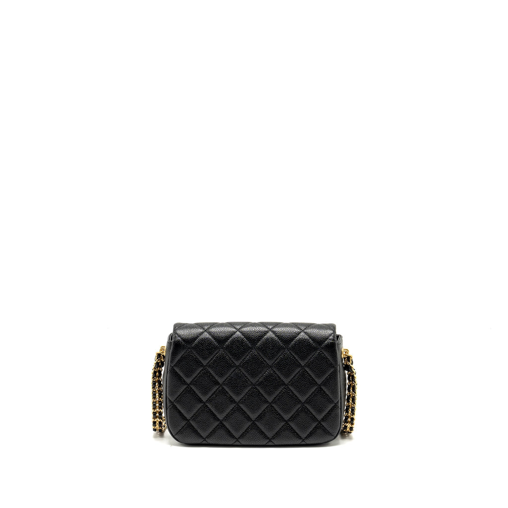 CHANEL 21A DETAILED CHAINS FLAP BAG CAVIAR BLACK GHW (MICROCHIP)
