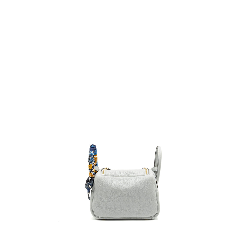 HERMES MINI LINDY CLEMENCE BLEU PALE GHW