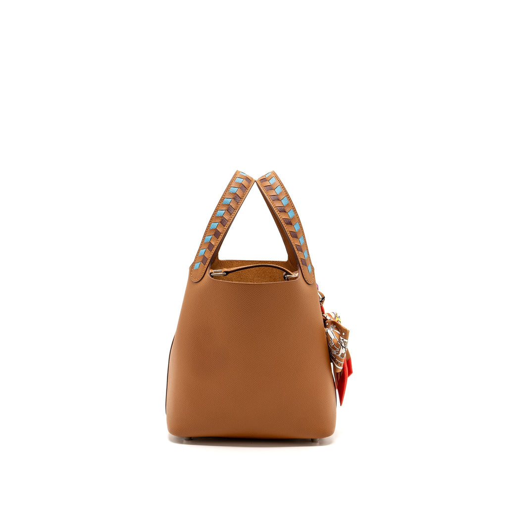 HERMES PICOTIN 18 LOCK BAG EPSOM GOLD / BLUE NORD / ROUGE H SHW