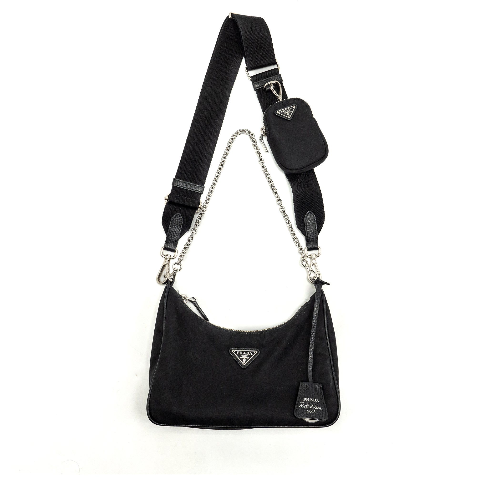 PRADA RE-EDTION 2005 BAG NYLON BLACK SHW
