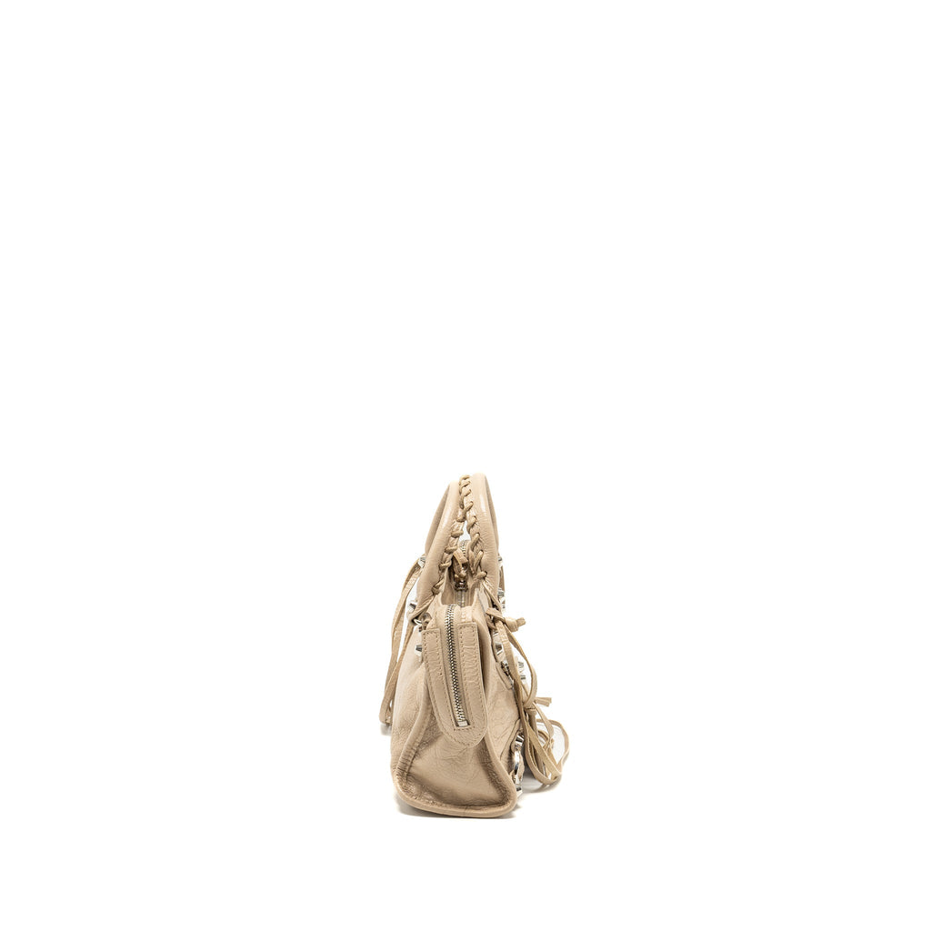 BALENCIAGA MINI CITY BAG CALFSKIN BEIGE SHW