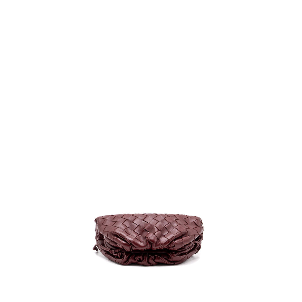BOTTEGA VENETA MINI POUCH LAMBSKIN DARK RED GHW