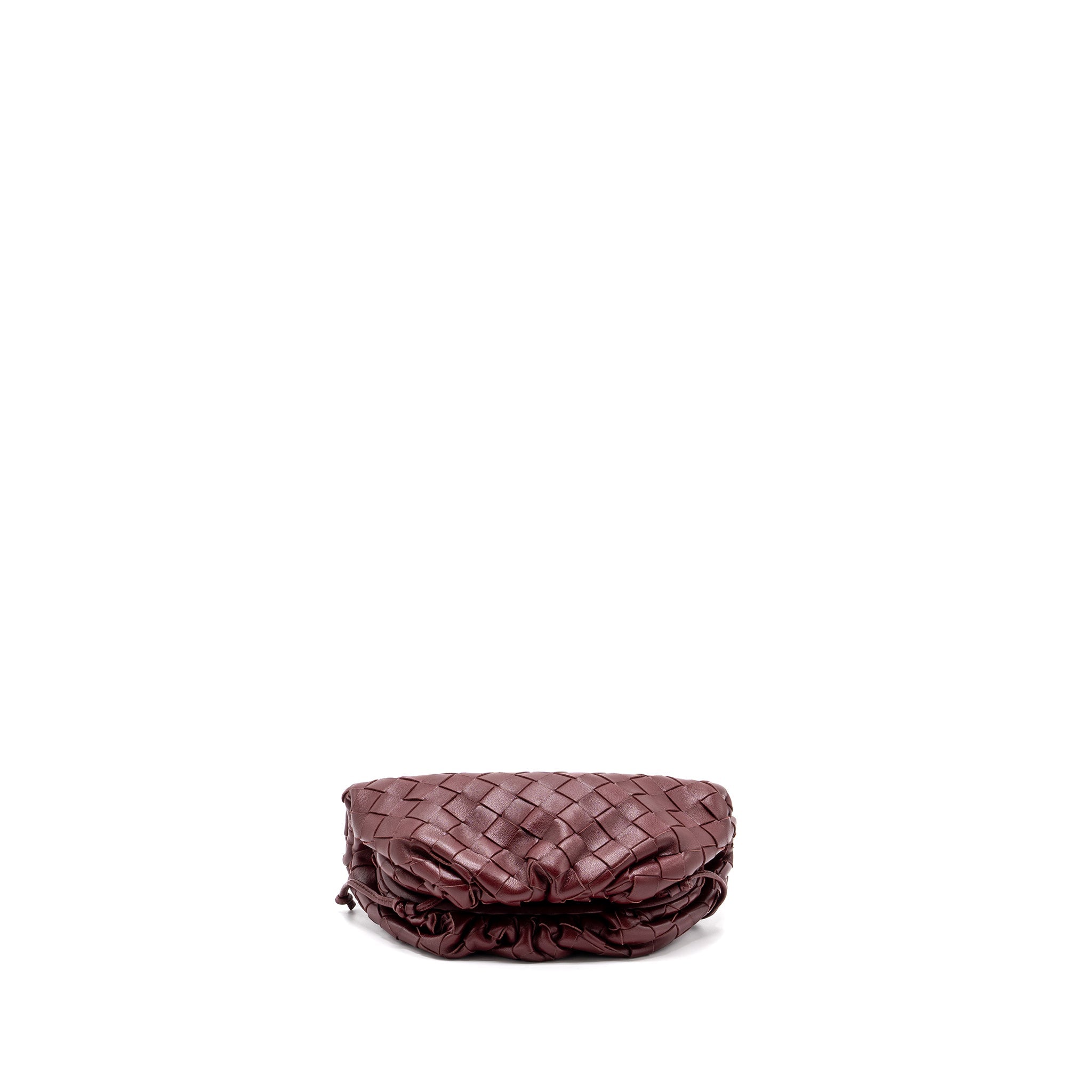BOTTEGA VENETA MINI POUCH LAMBSKIN DARK RED GHW