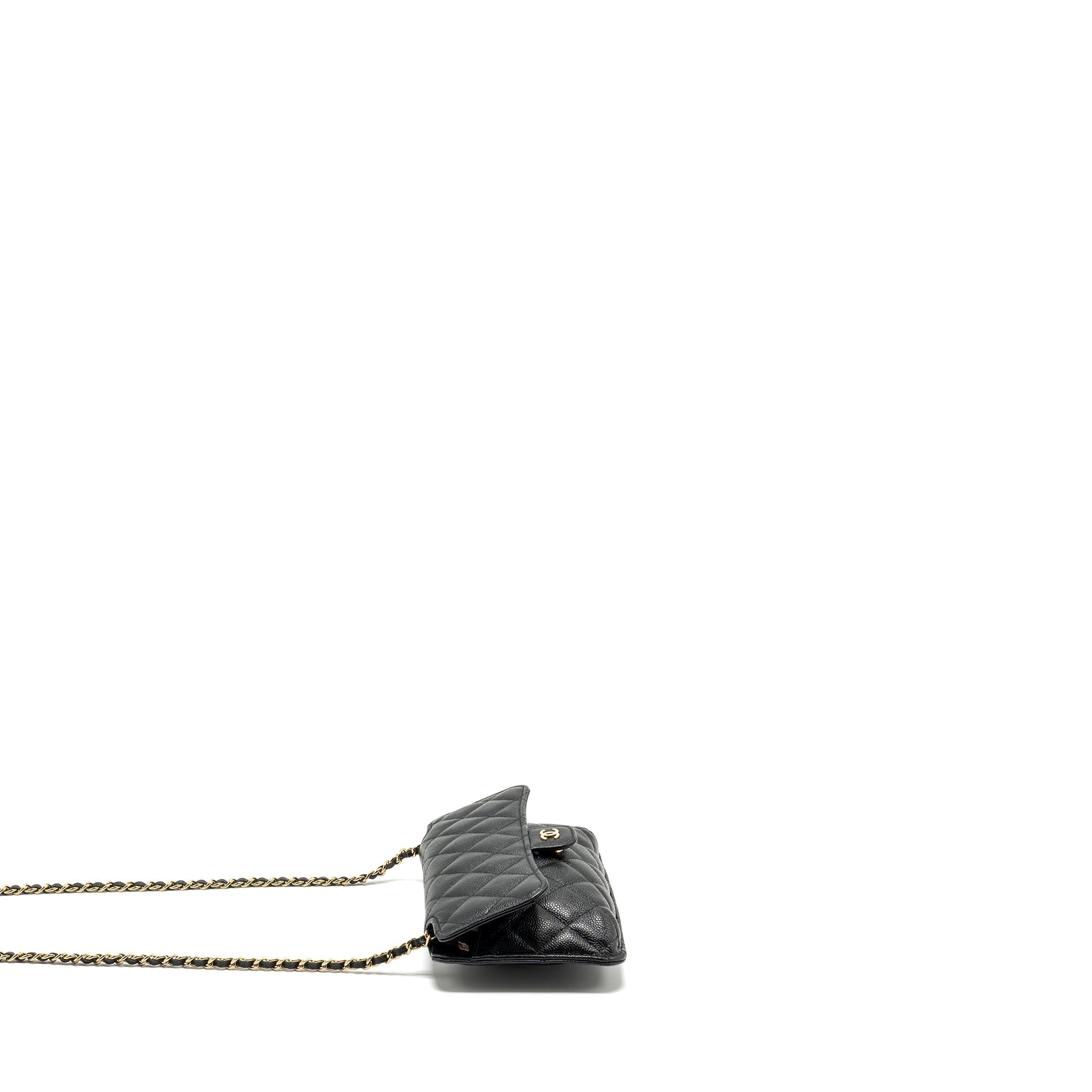 CHANEL CHAIN WALLET /FOLDABLE SHOPPING TOTE CAVIAR/JERSEY FABRIC BLACK/MULTICOLOUR LGHW