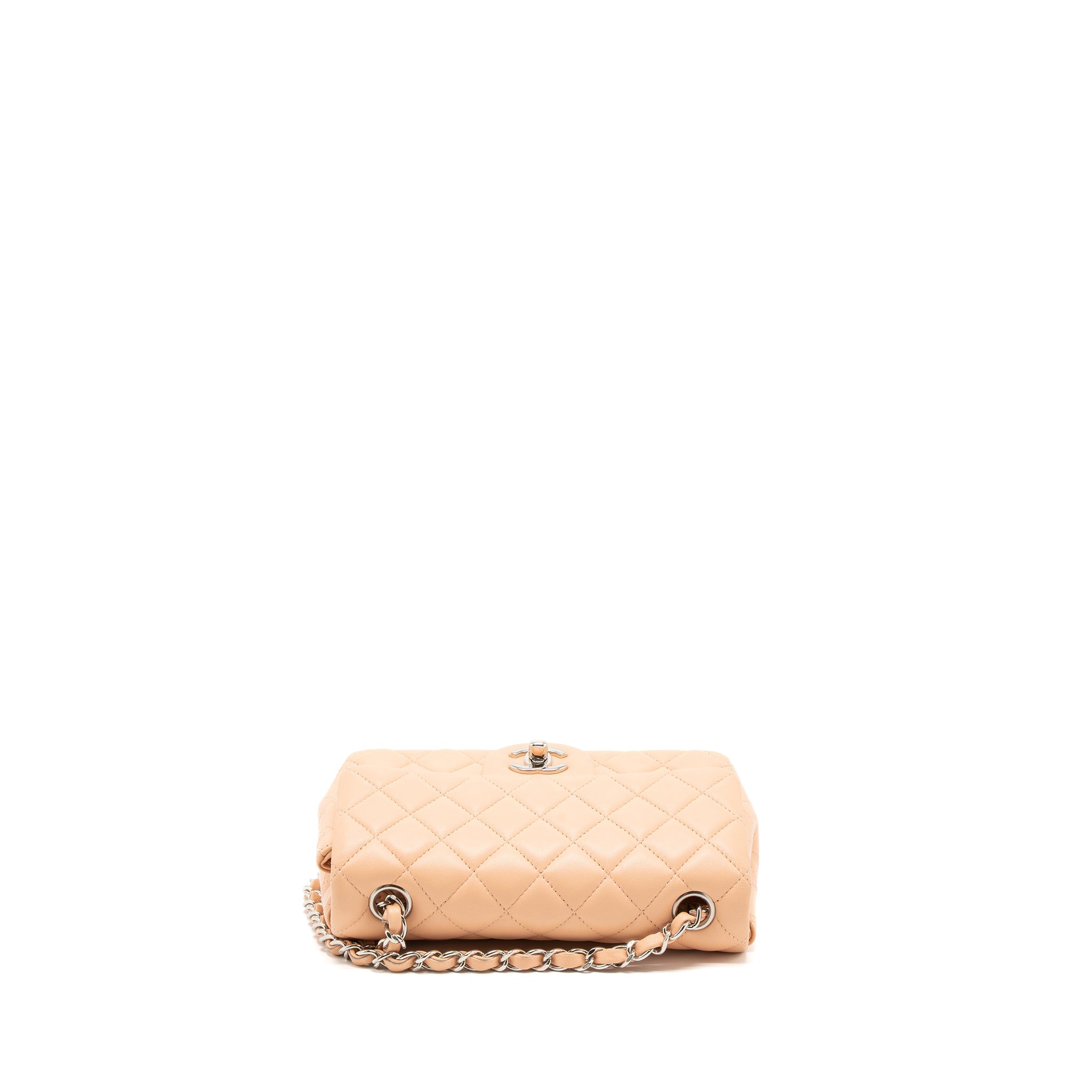 CHANEL MINI RECTANGULAR FLAP BAG LAMBSKIN PINK SHW