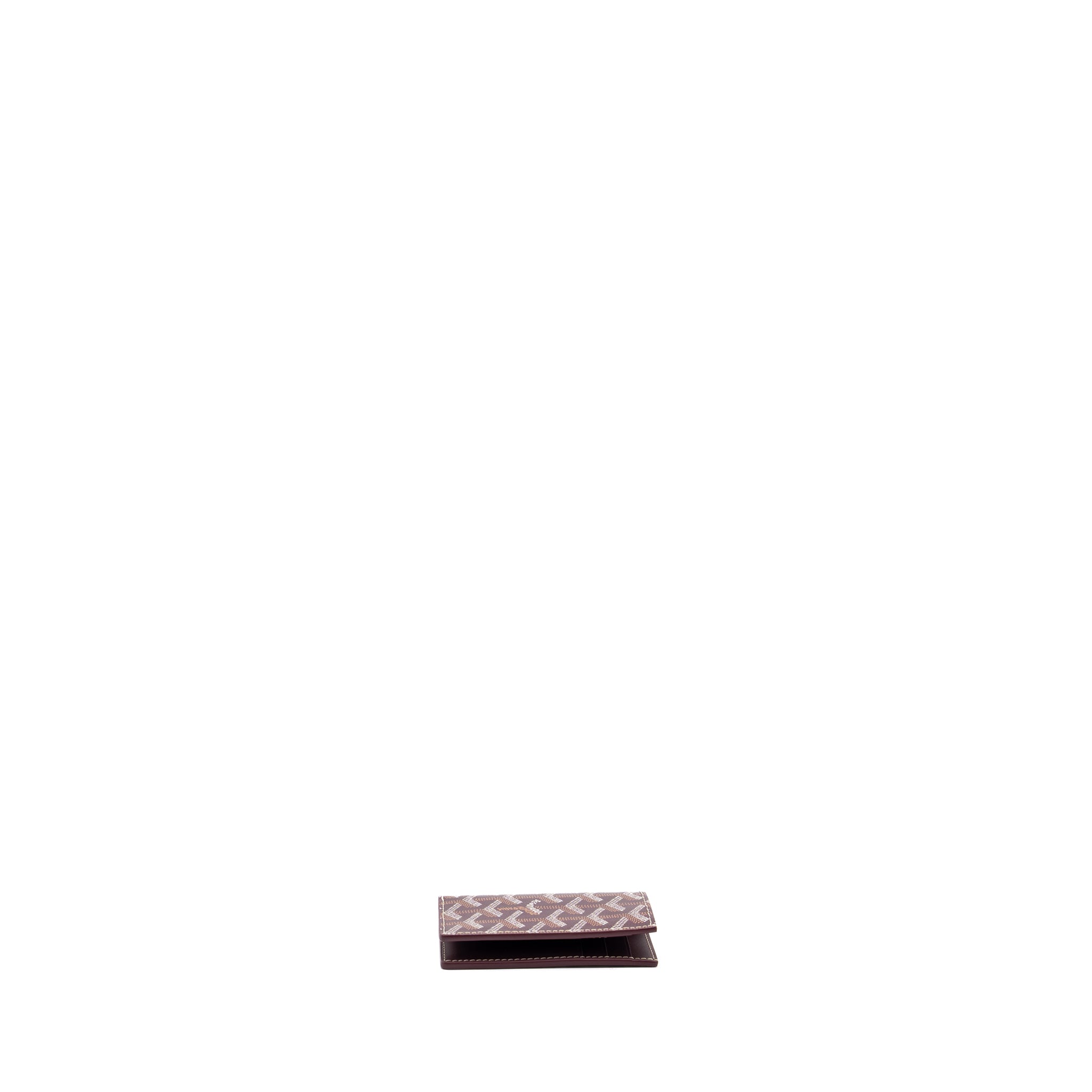 GOYARD SAINT PIERRE CARD WALLET CANVAS/ CALFSKIN BURGUNDY