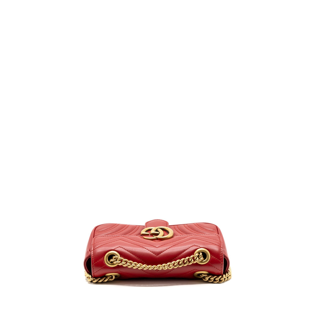 GUCCI SMALL GG MARMONT SHOULDER BAG CALFSKIN RED GHW